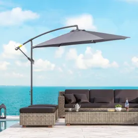 10 ft. Cantilever Patio Garden Parasol Hanging Umbrella - Grey