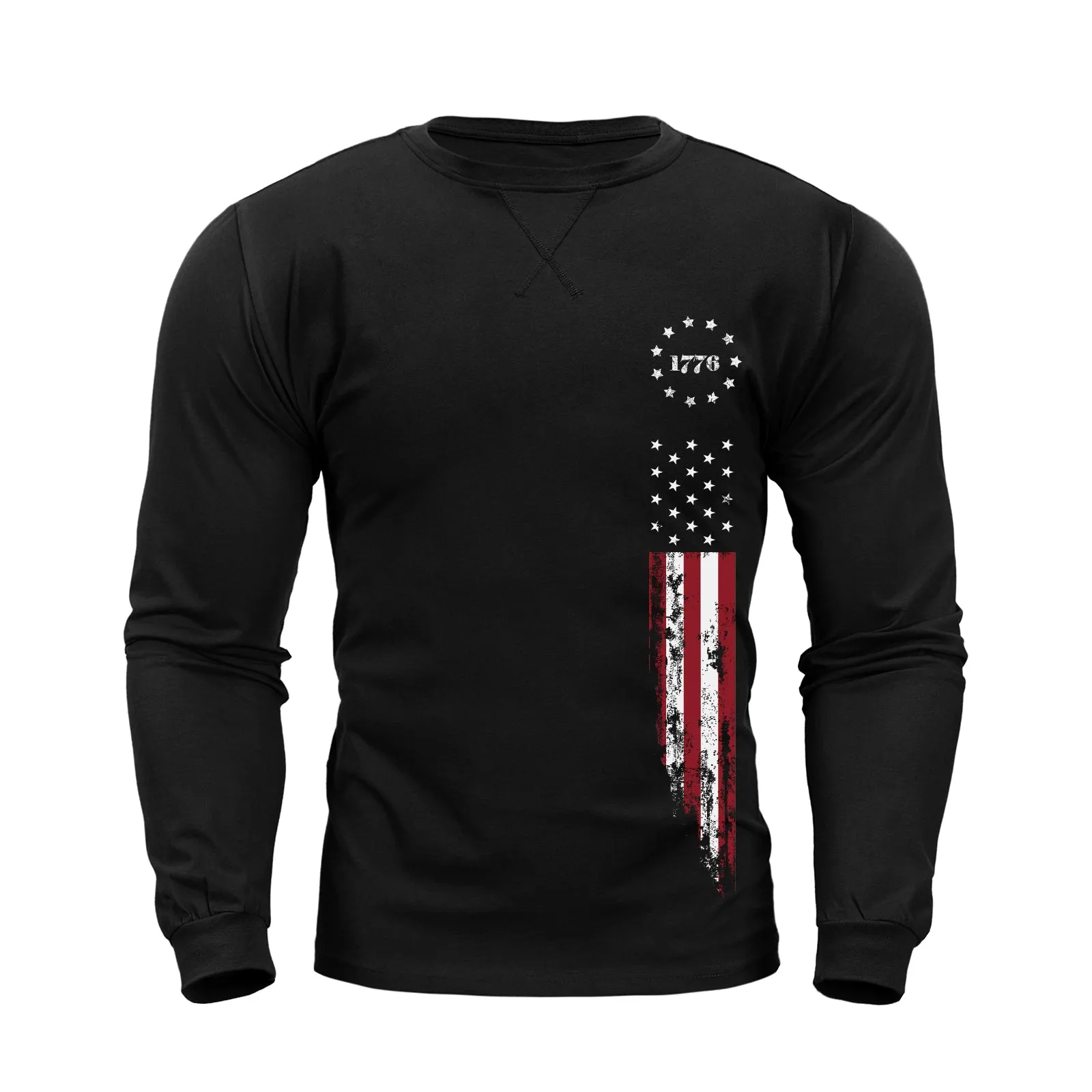 1776 USA FLAG GRAPHIC CREWNECK LONG SLEEVE T-SHIRT