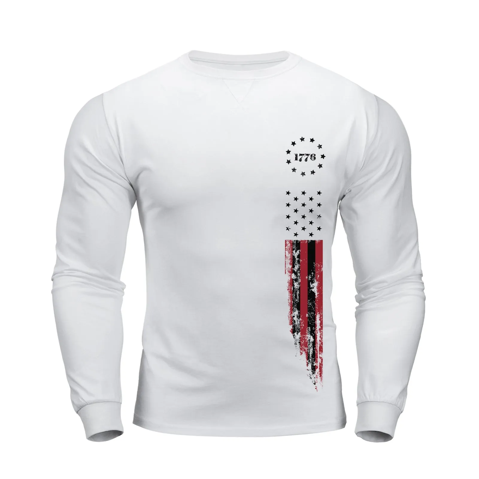 1776 USA FLAG GRAPHIC CREWNECK LONG SLEEVE T-SHIRT