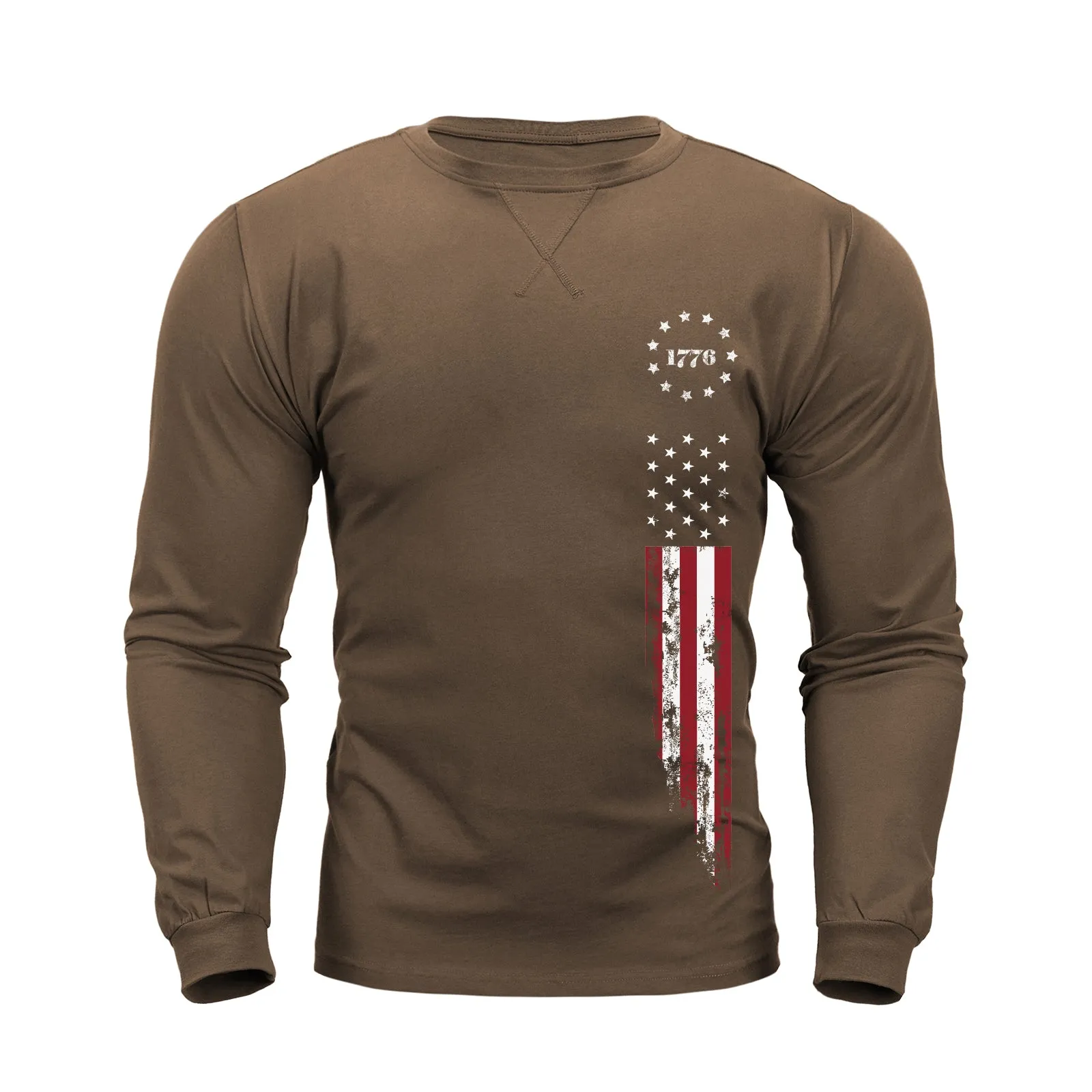1776 USA FLAG GRAPHIC CREWNECK LONG SLEEVE T-SHIRT