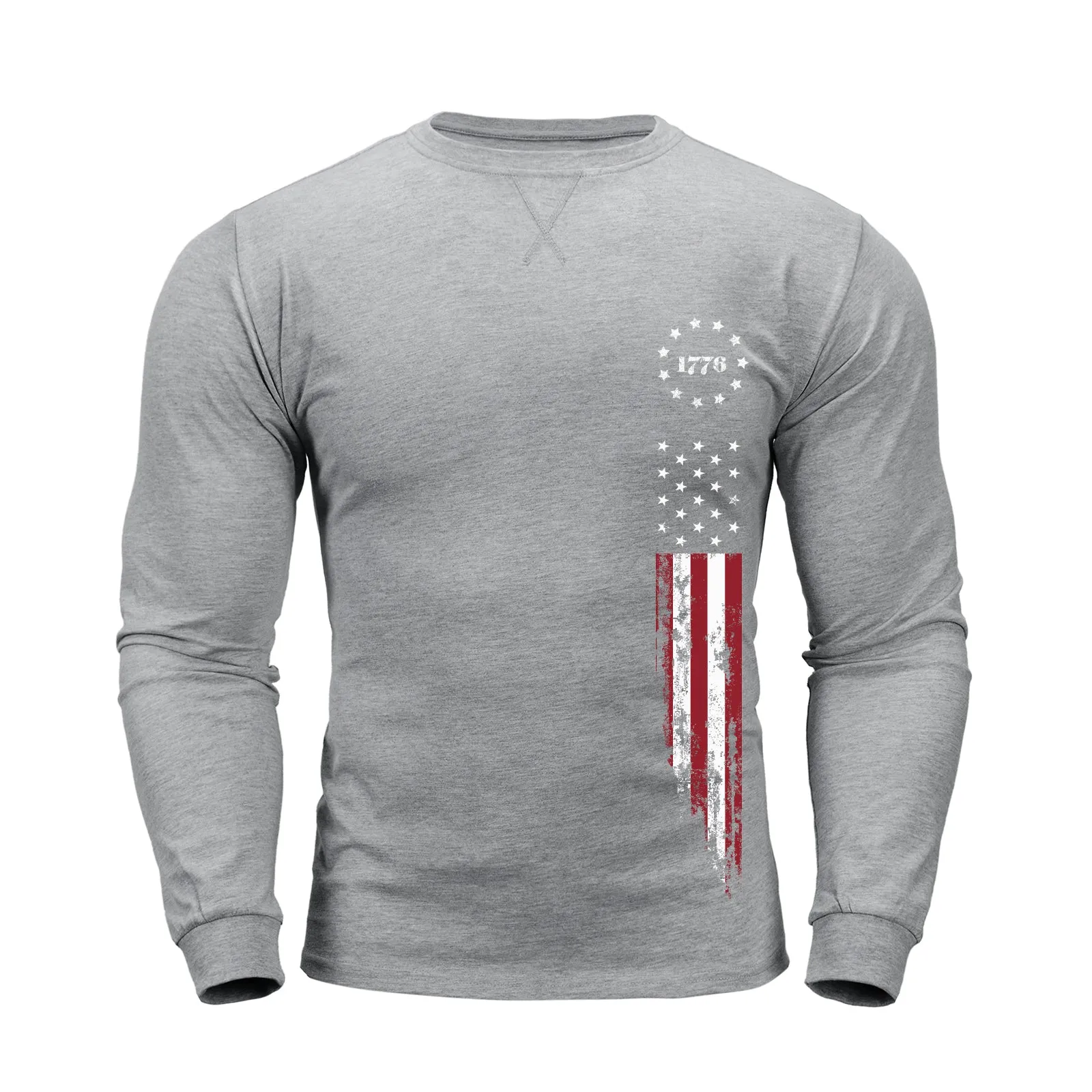 1776 USA FLAG GRAPHIC CREWNECK LONG SLEEVE T-SHIRT