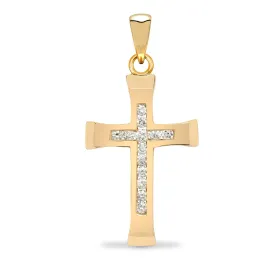 9ct Yellow Gold Diamond Cross