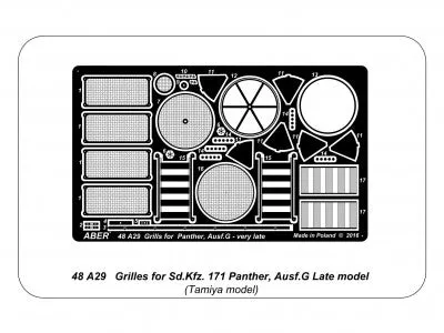 Aber 1/48 German Sd.Kfz. 171 Panther, Ausf.G Late Model Grills 48 A29