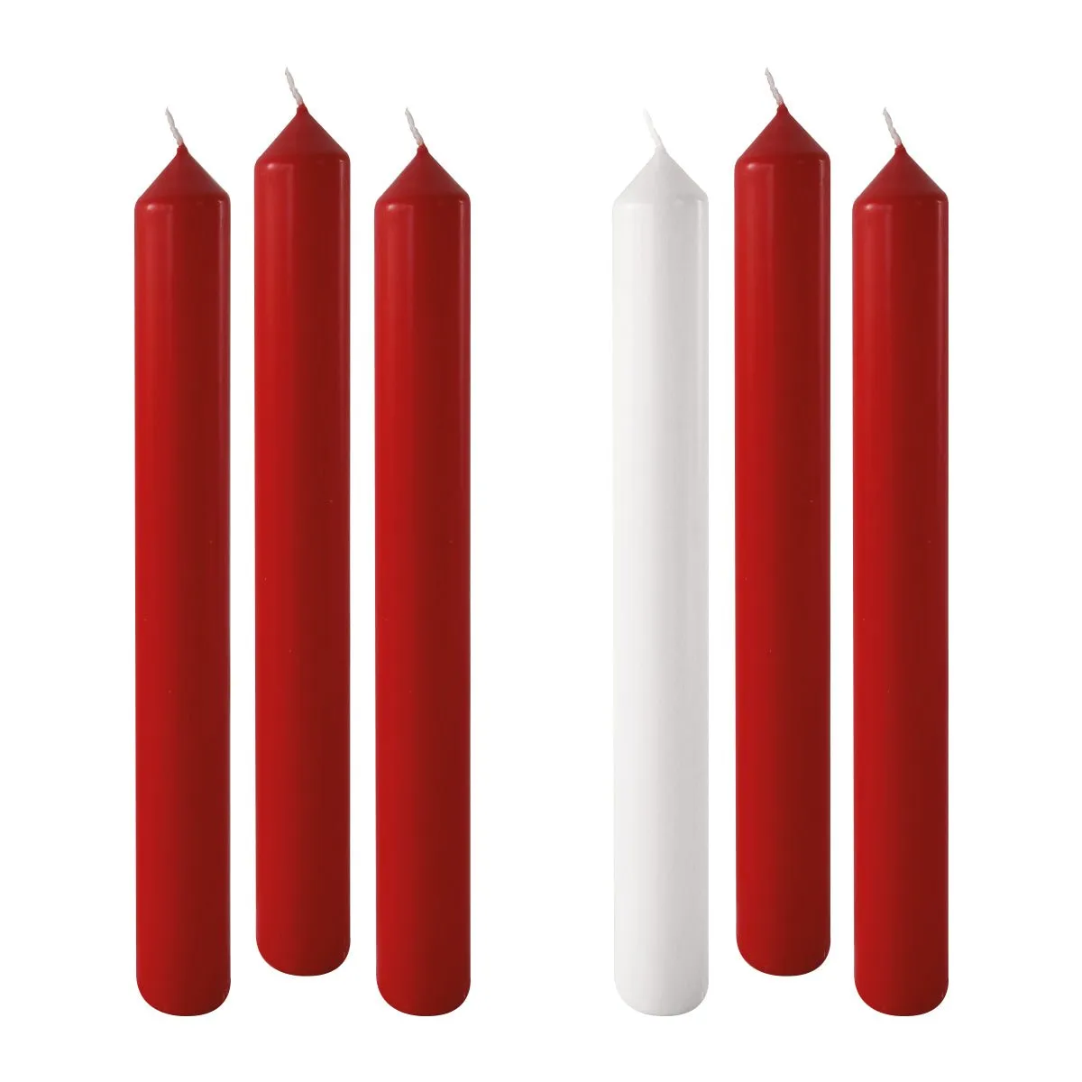 Advent Pillar Candles - 5 Red & 1 White