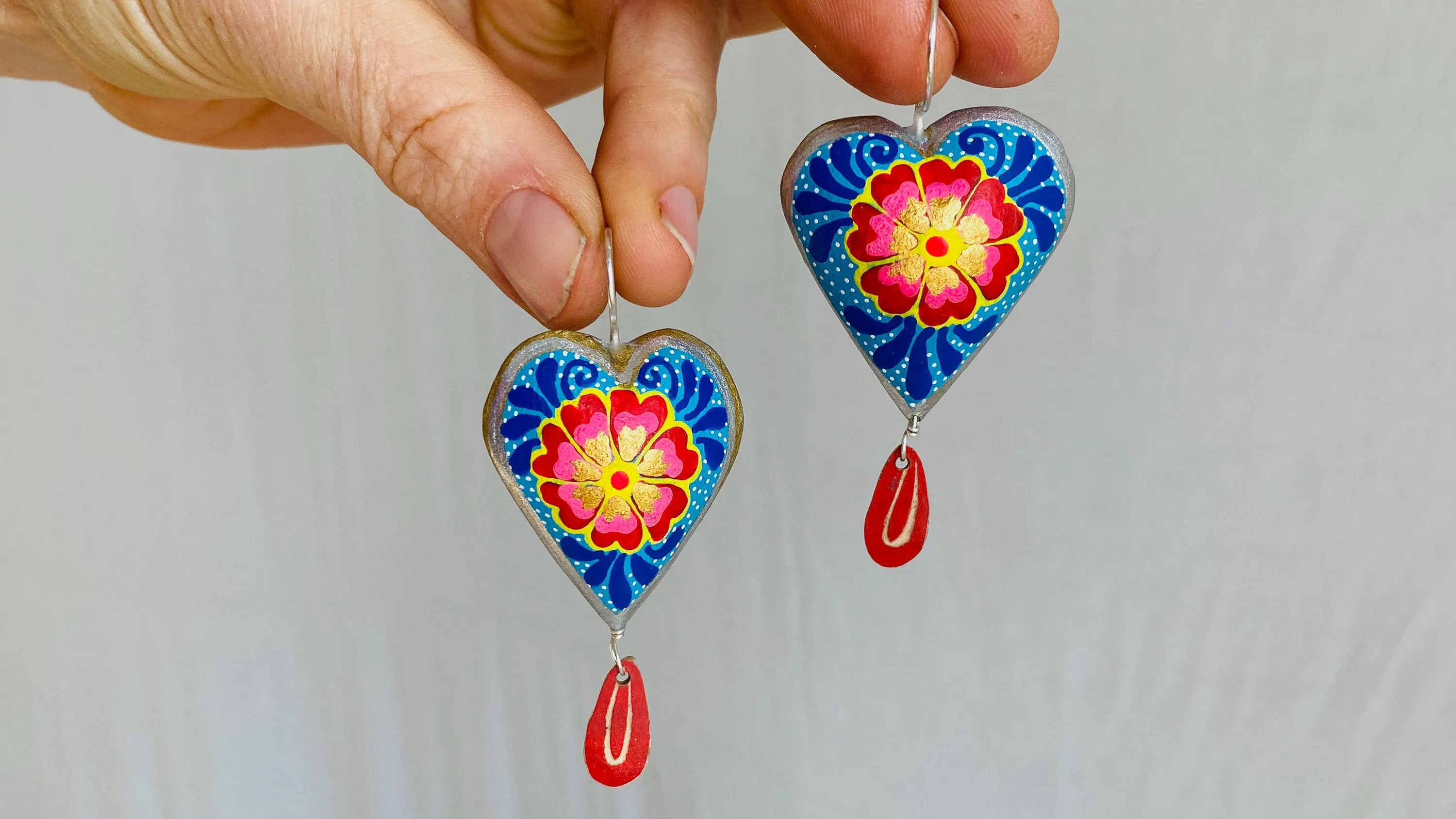 Alebrije Heart Painted Earrings. Atelier Aadya