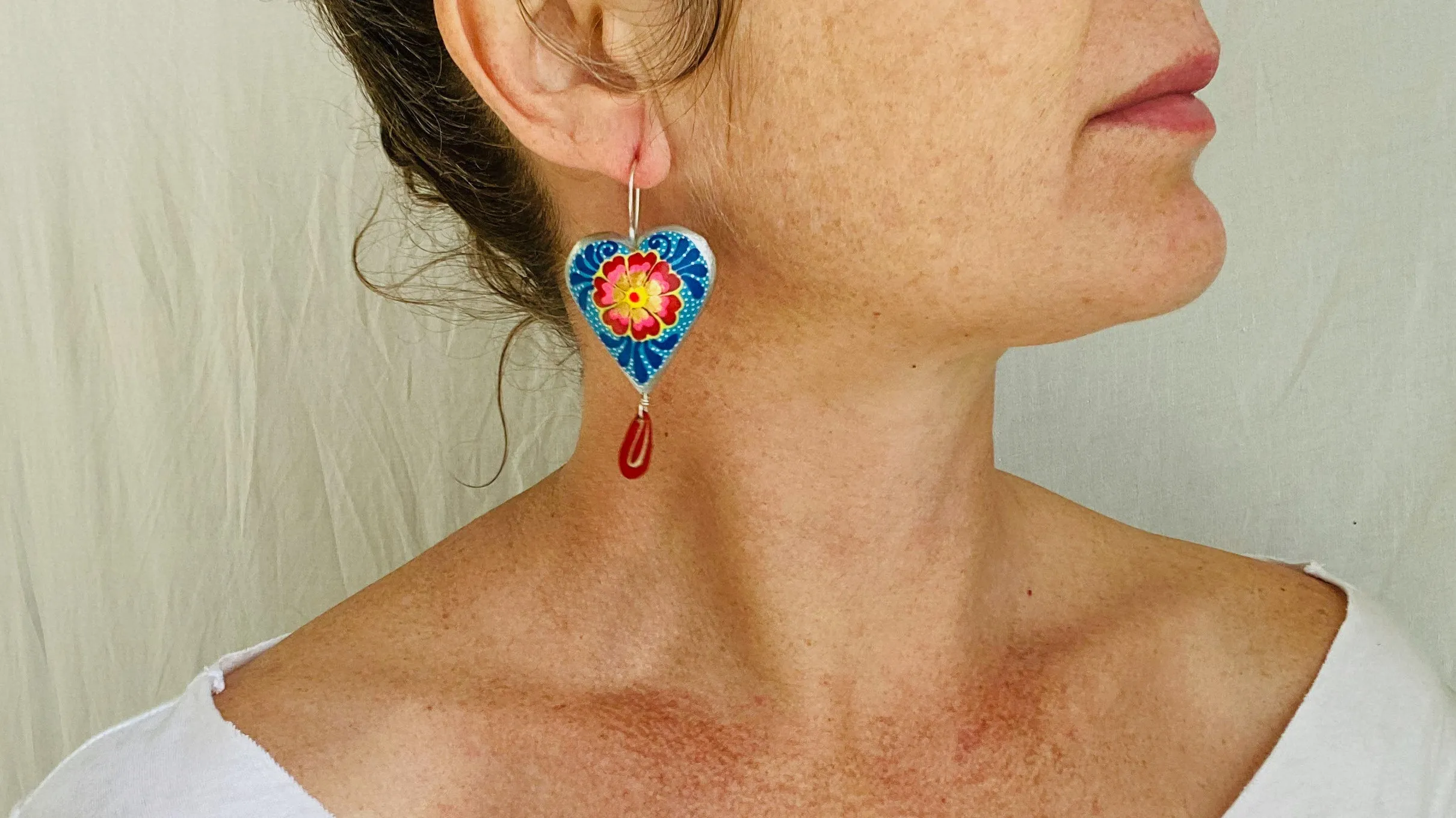 Alebrije Heart Painted Earrings. Atelier Aadya