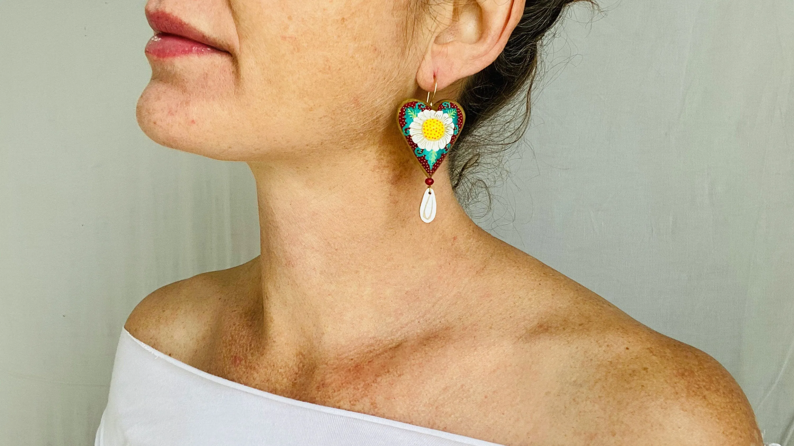 Alebrije Heart Pianted Earrings. Atelier Aadya