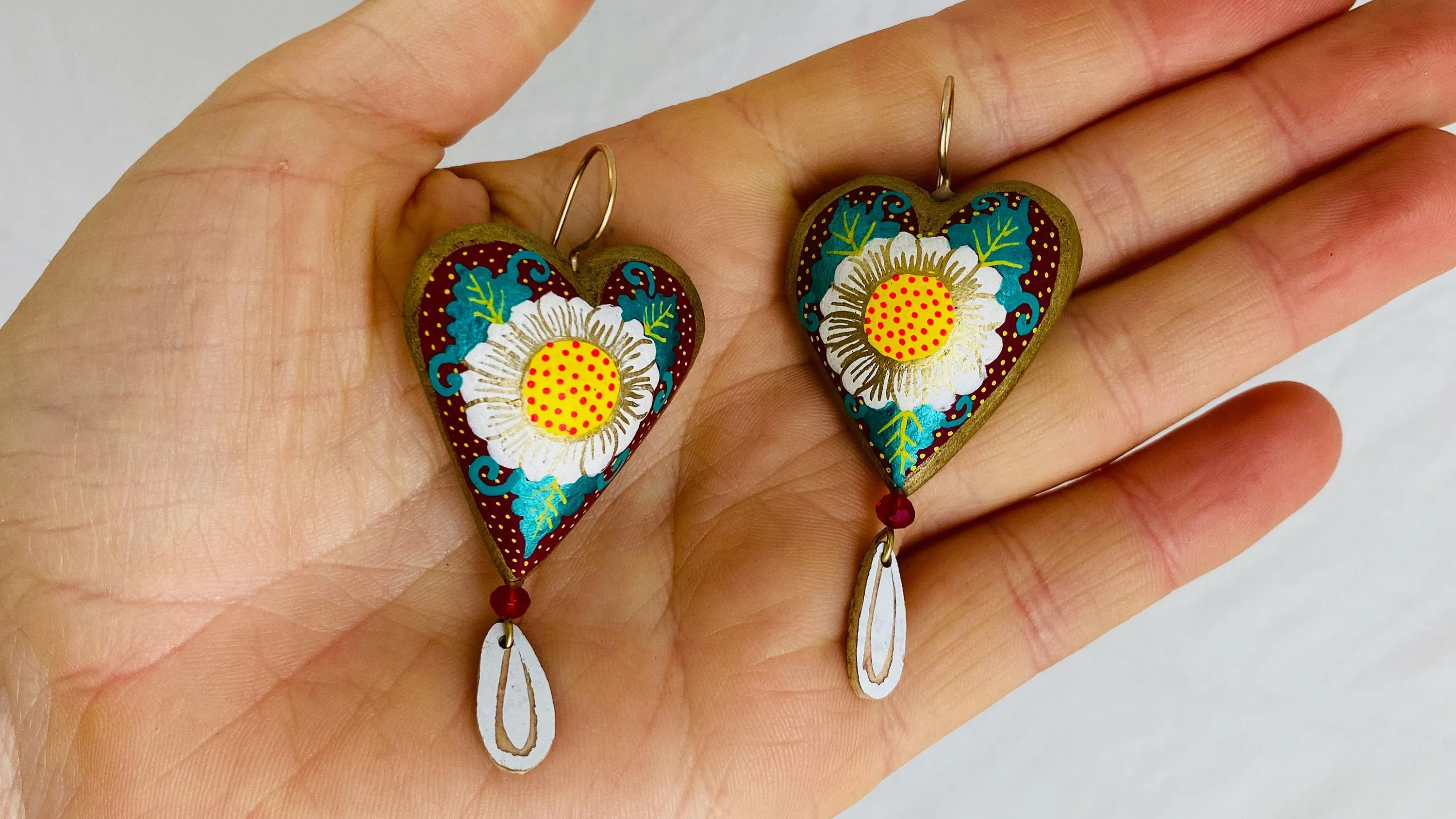Alebrije Heart Pianted Earrings. Atelier Aadya