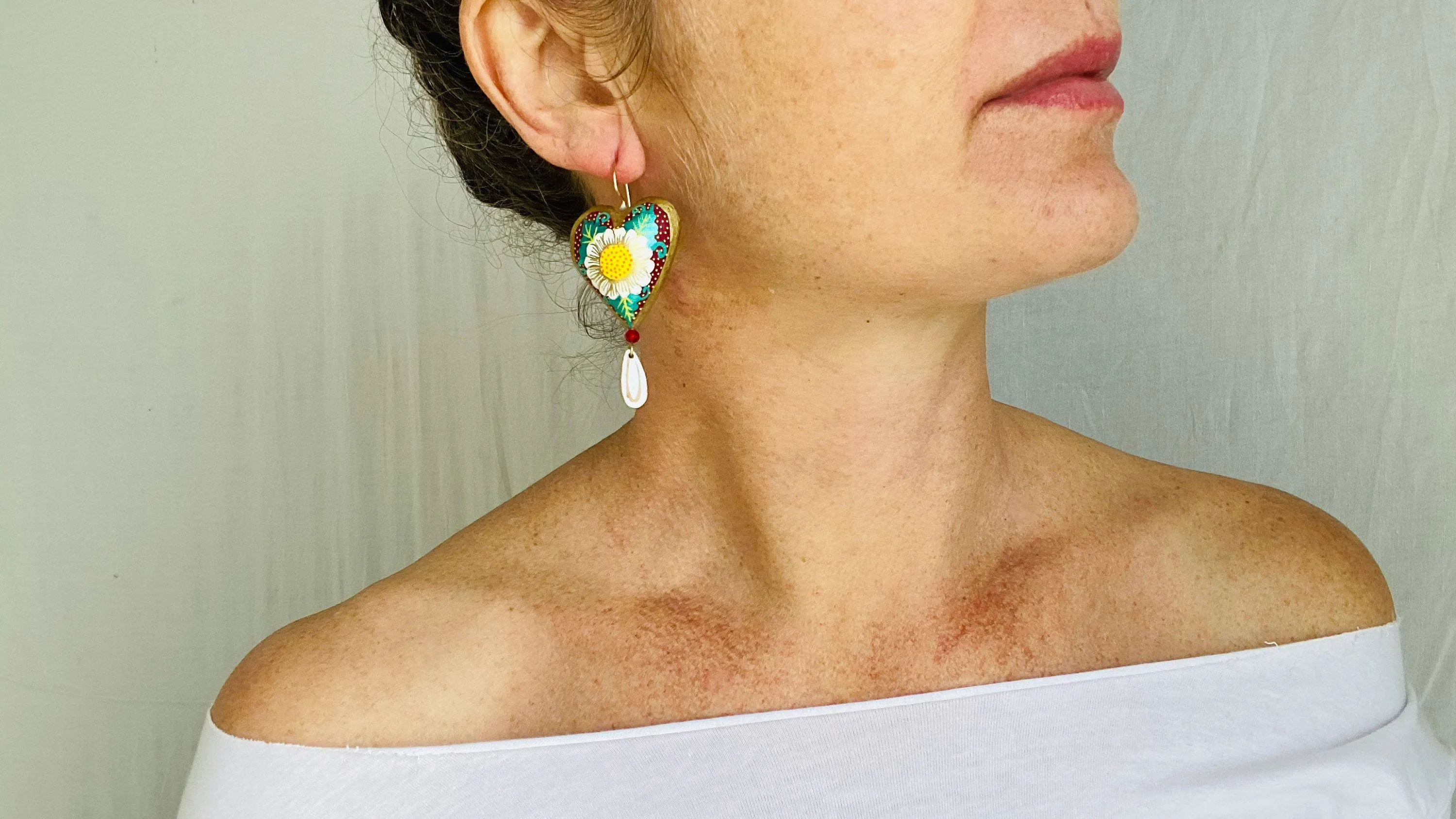 Alebrije Heart Pianted Earrings. Atelier Aadya