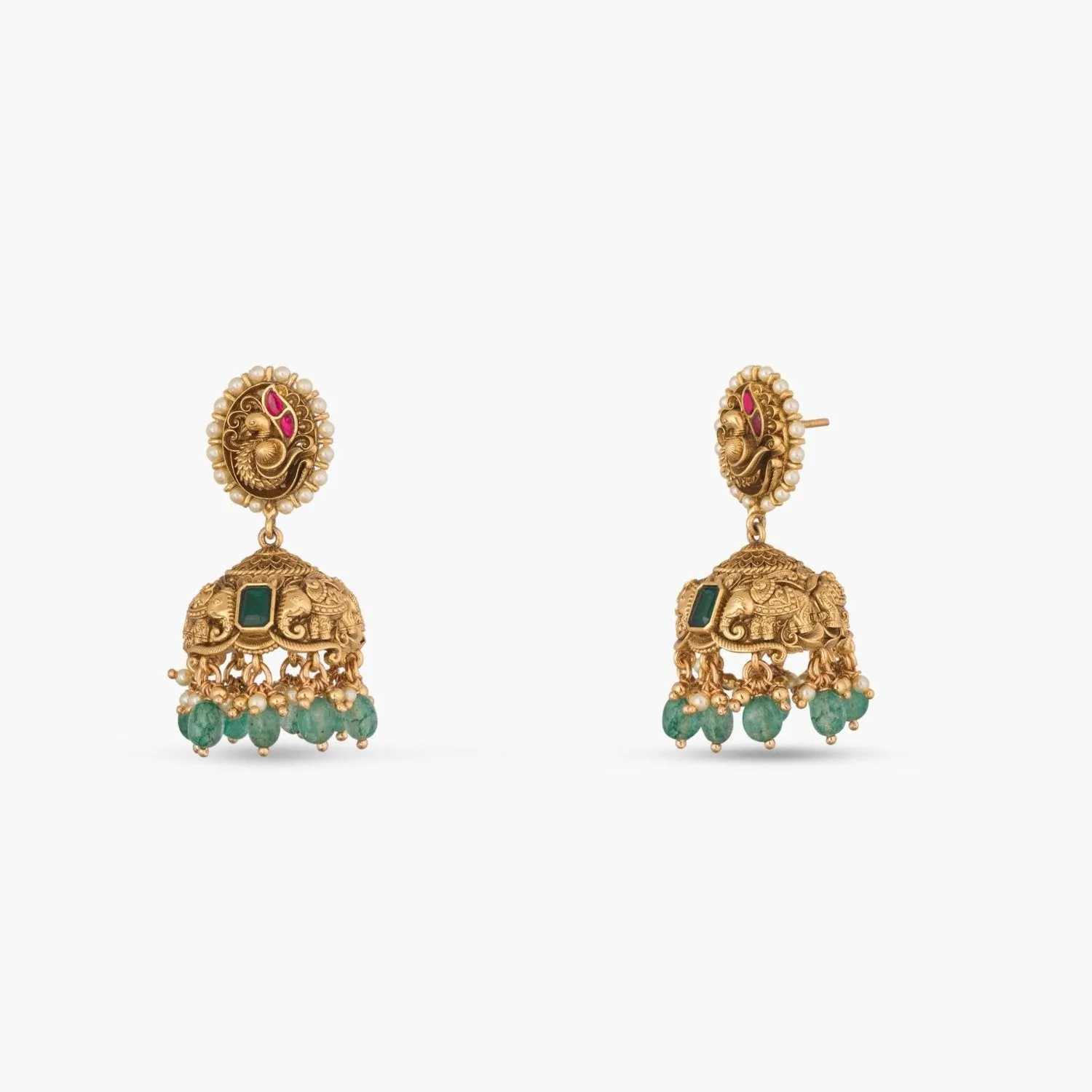 Amala Antique Silver Jhumkas