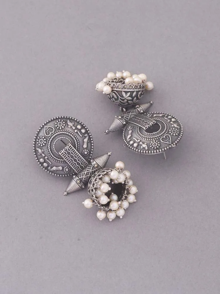 Antique Gaurangi Oxidised Jhumkis