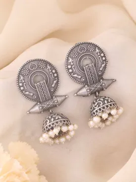 Antique Gaurangi Oxidised Jhumkis
