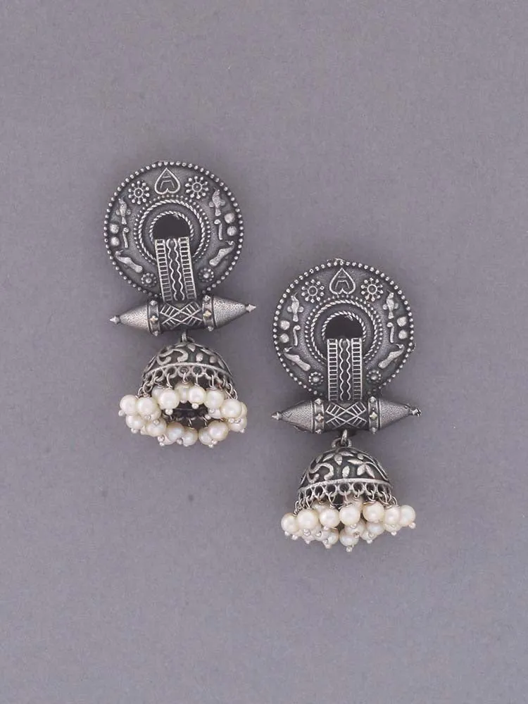 Antique Gaurangi Oxidised Jhumkis