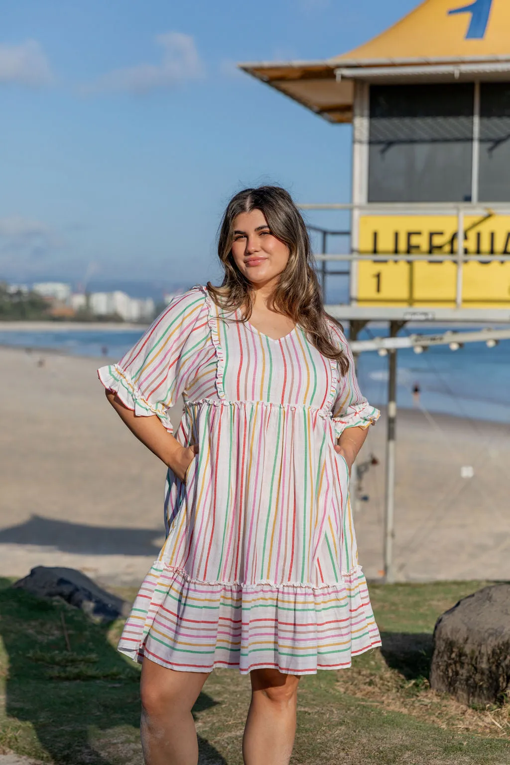 Ayla Colour Stripe Cotton Dress by Worthier