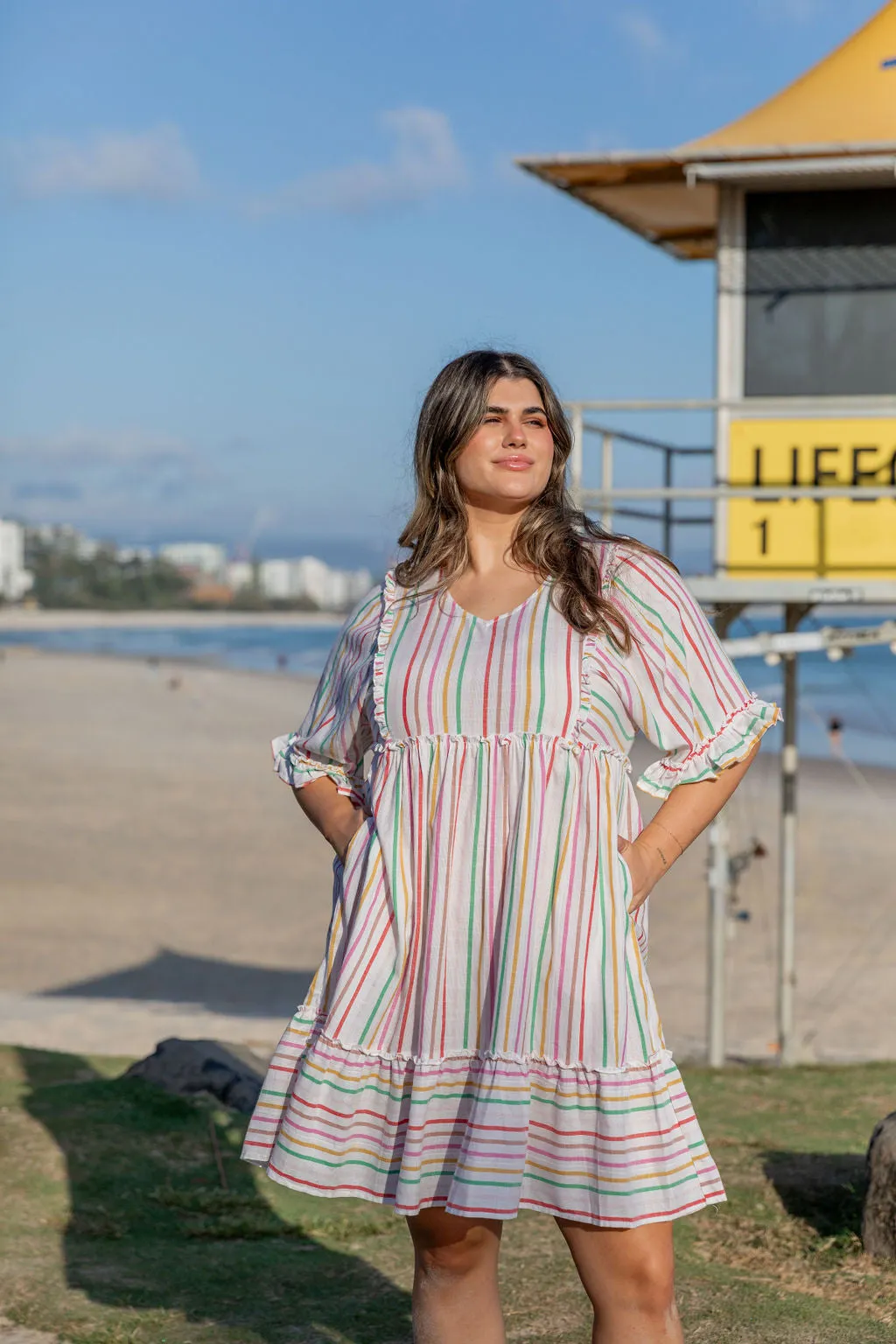 Ayla Colour Stripe Cotton Dress by Worthier