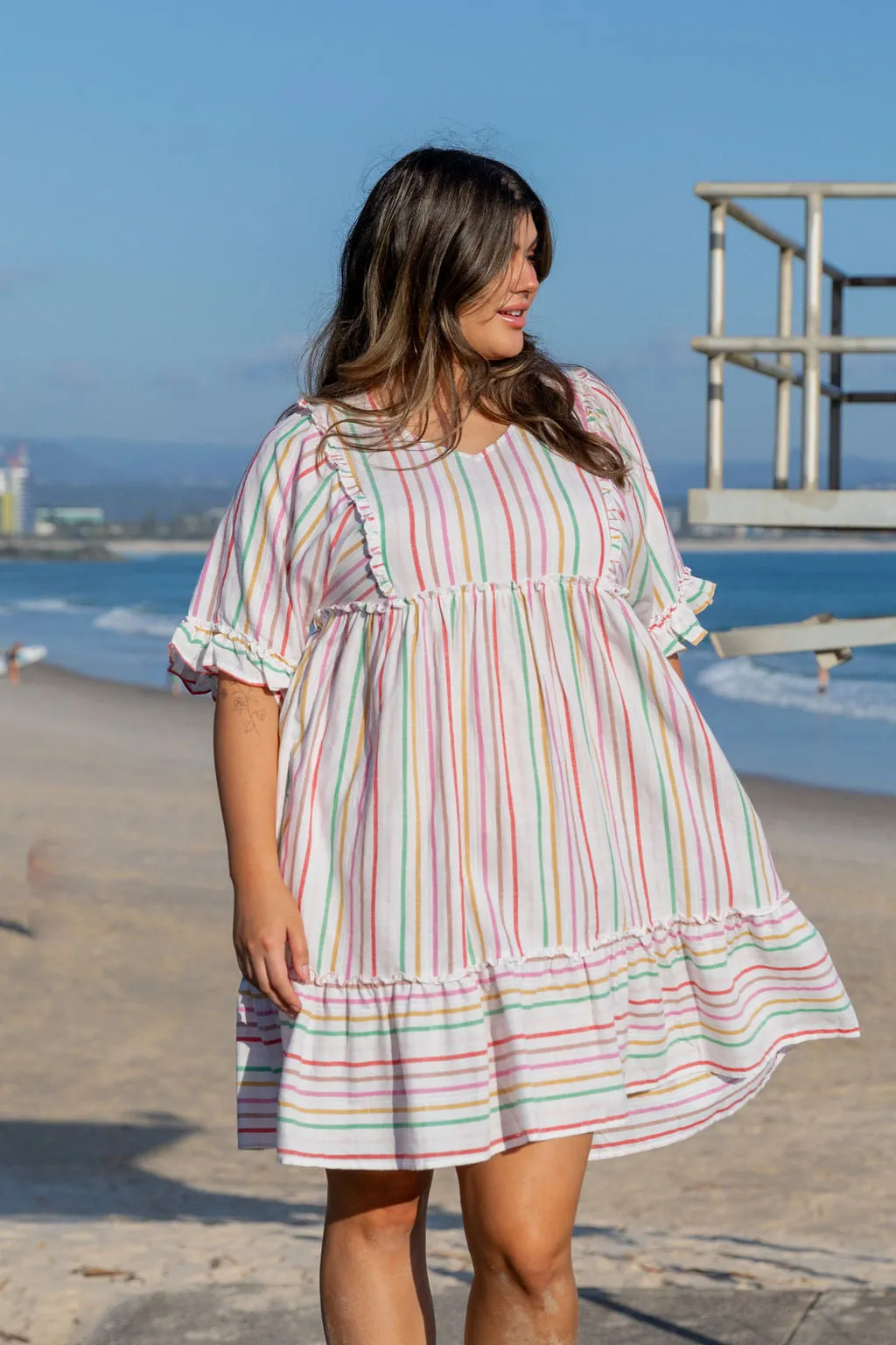 Ayla Colour Stripe Cotton Dress by Worthier
