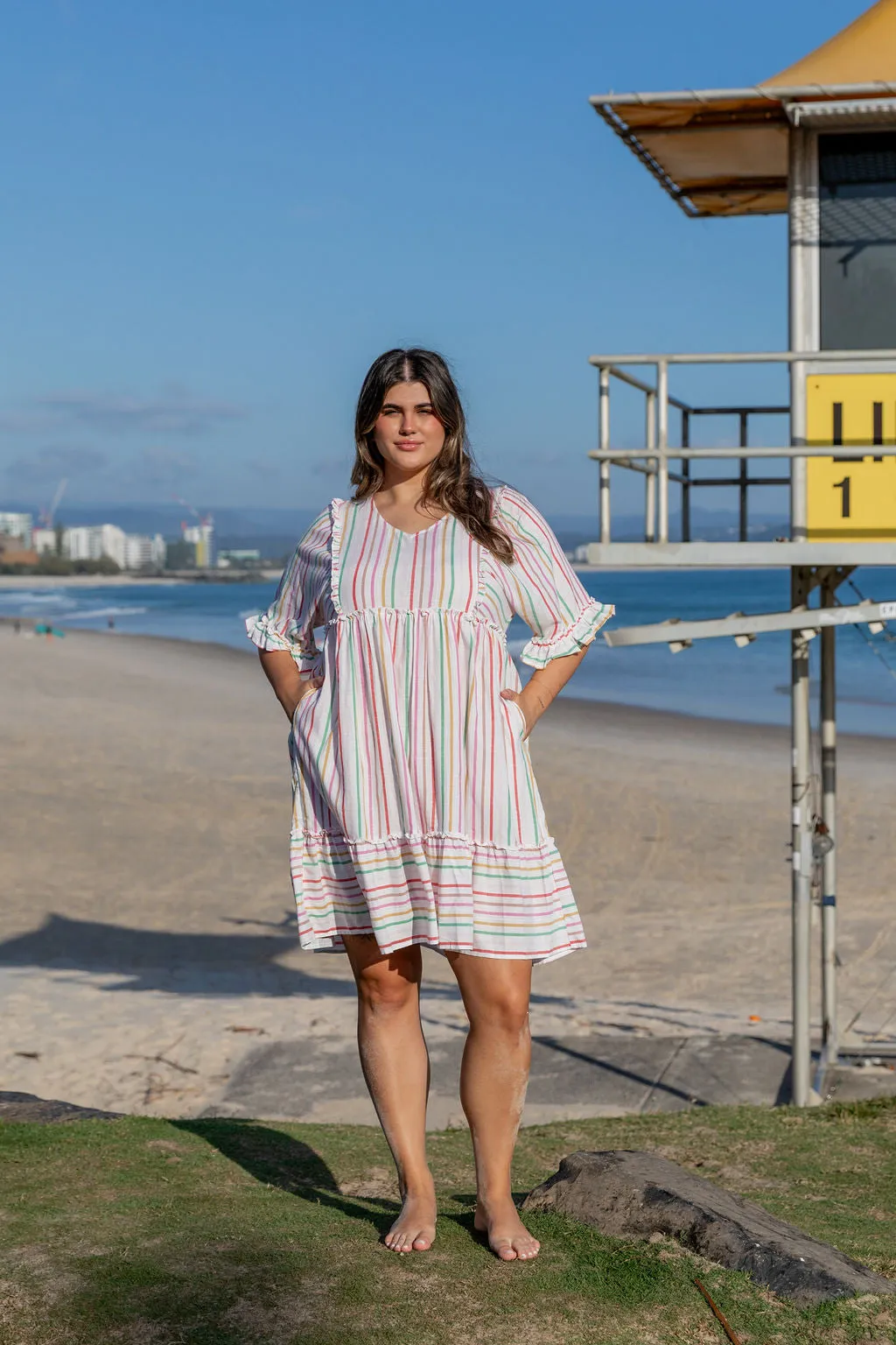 Ayla Colour Stripe Cotton Dress by Worthier