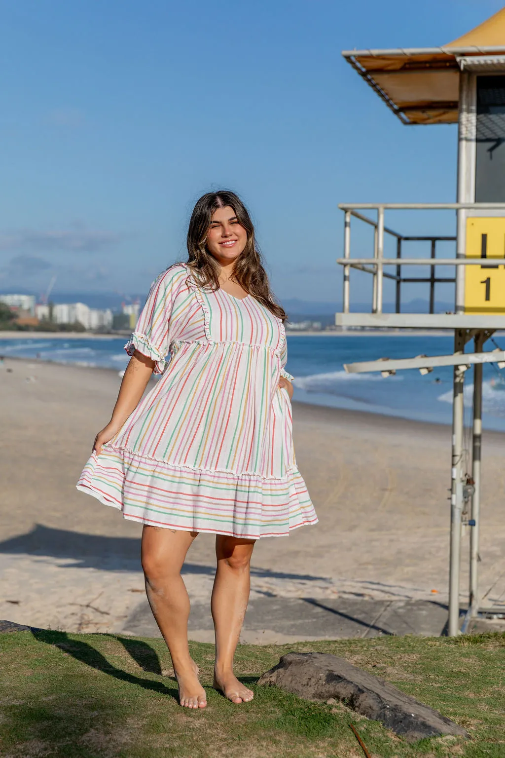 Ayla Colour Stripe Cotton Dress by Worthier