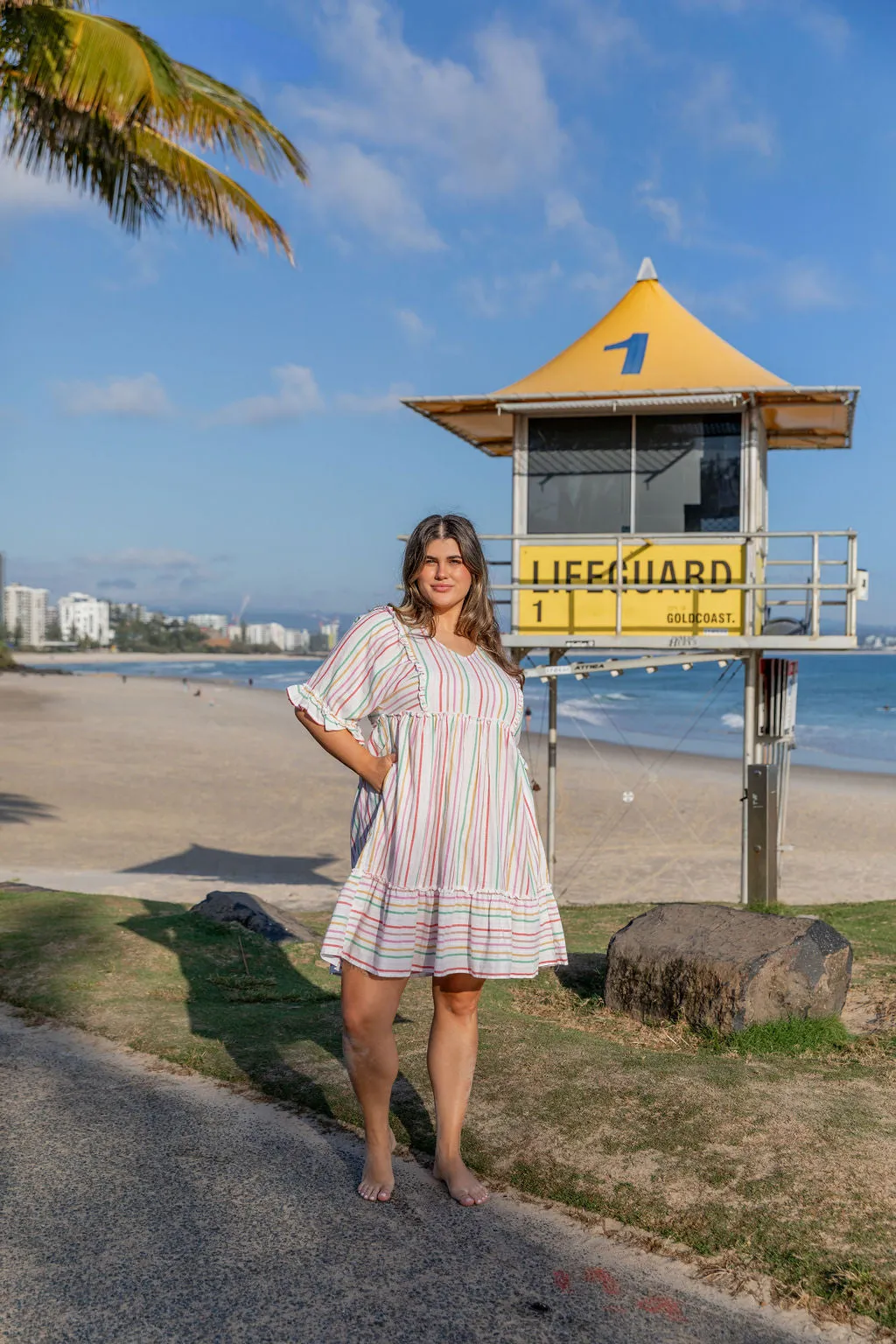 Ayla Colour Stripe Cotton Dress by Worthier
