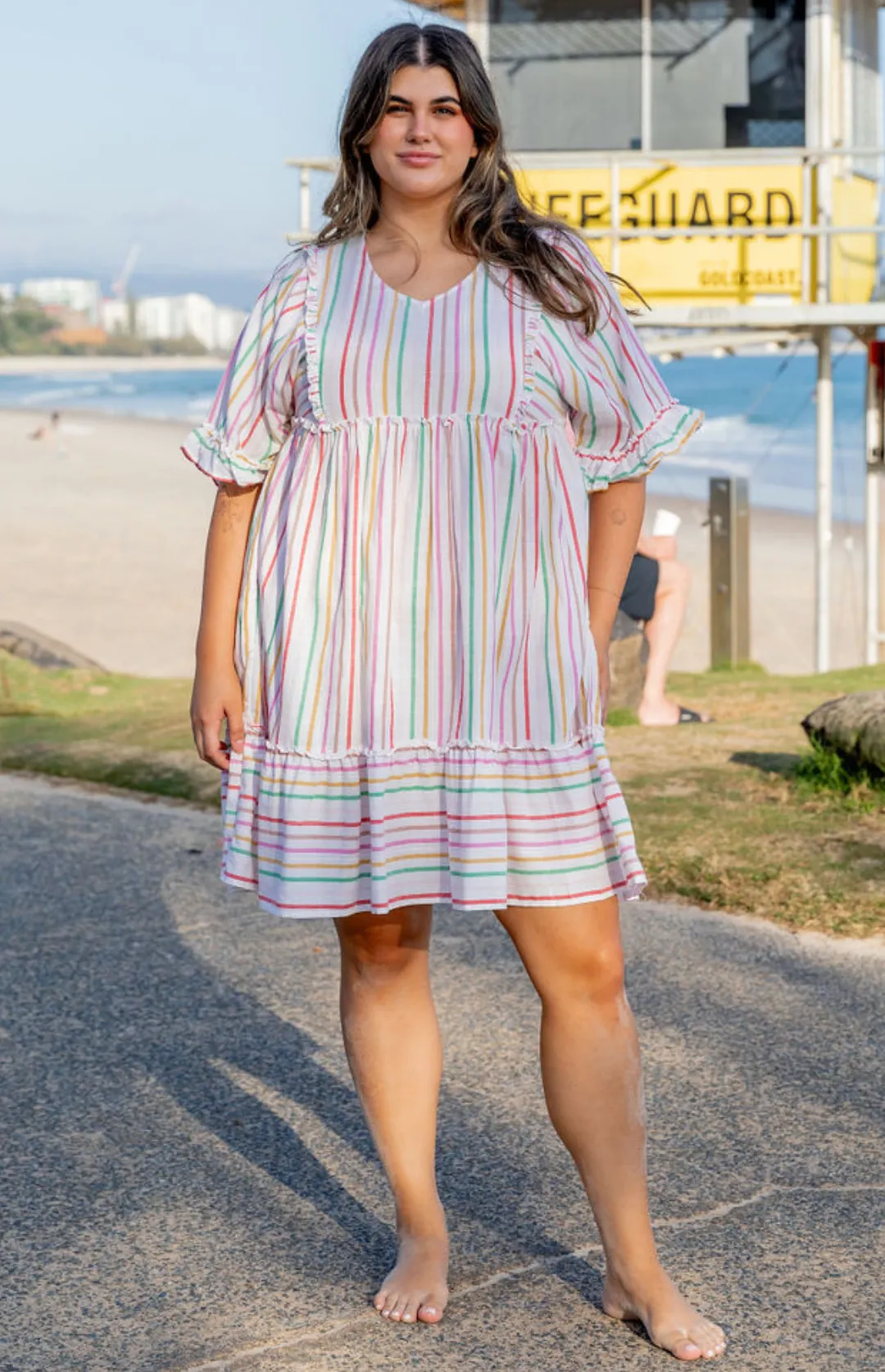 Ayla Colour Stripe Cotton Dress by Worthier