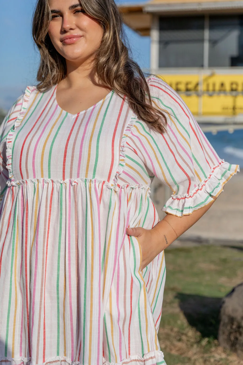 Ayla Colour Stripe Cotton Dress by Worthier