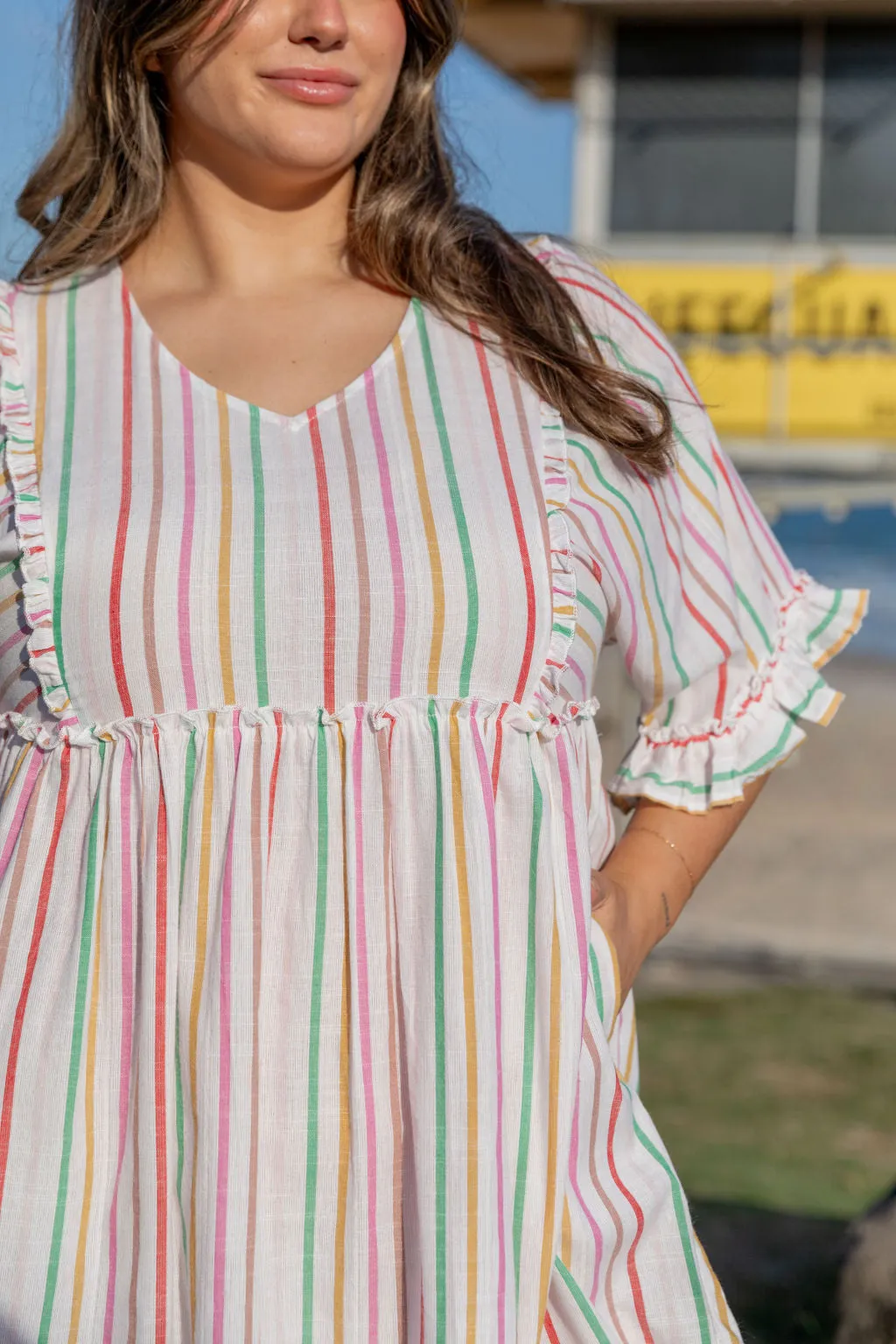 Ayla Colour Stripe Cotton Dress by Worthier