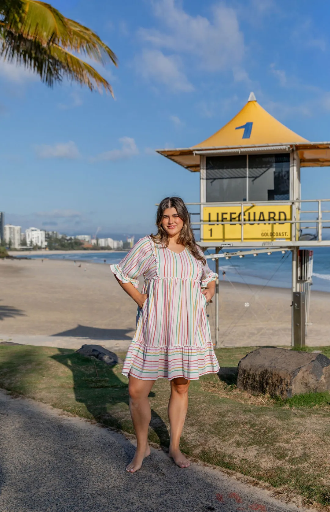 Ayla Colour Stripe Cotton Dress by Worthier