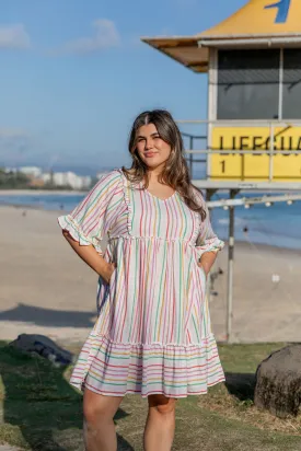 Ayla Colour Stripe Cotton Dress by Worthier