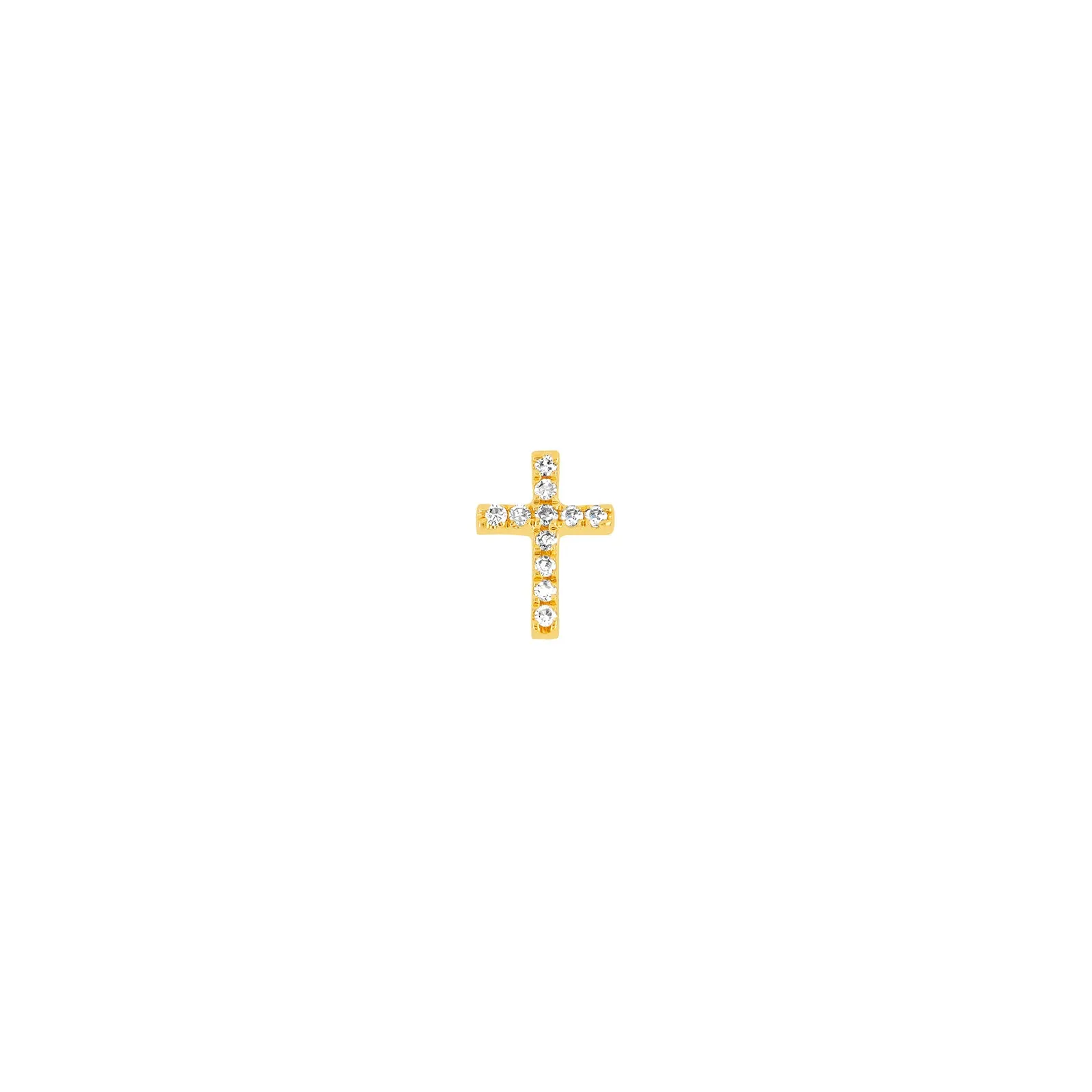 Baby Cross Diamond Stud - Yellow Gold