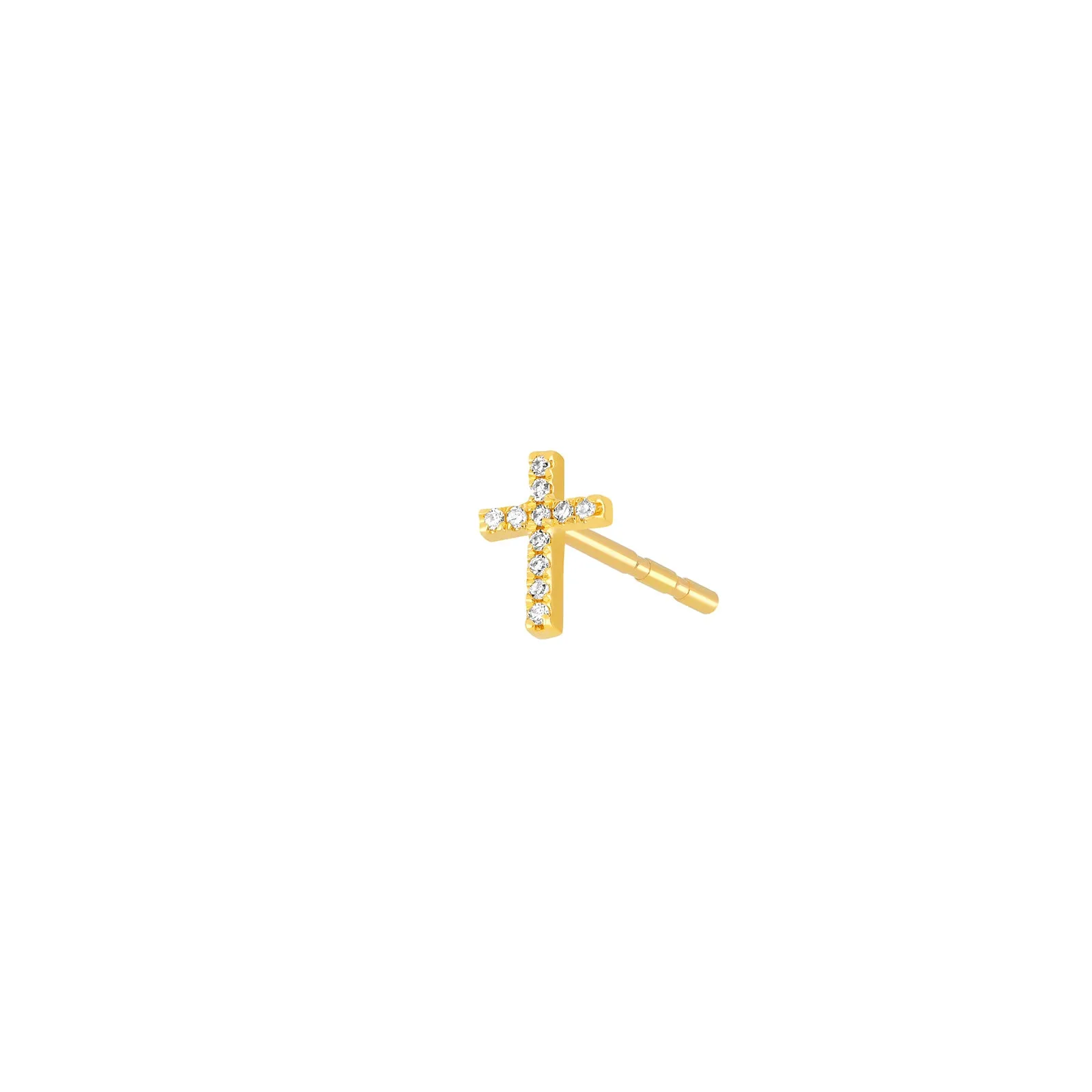 Baby Cross Diamond Stud - Yellow Gold
