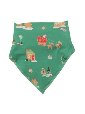 Bandana Bib, Green Gingerbread Sleigh