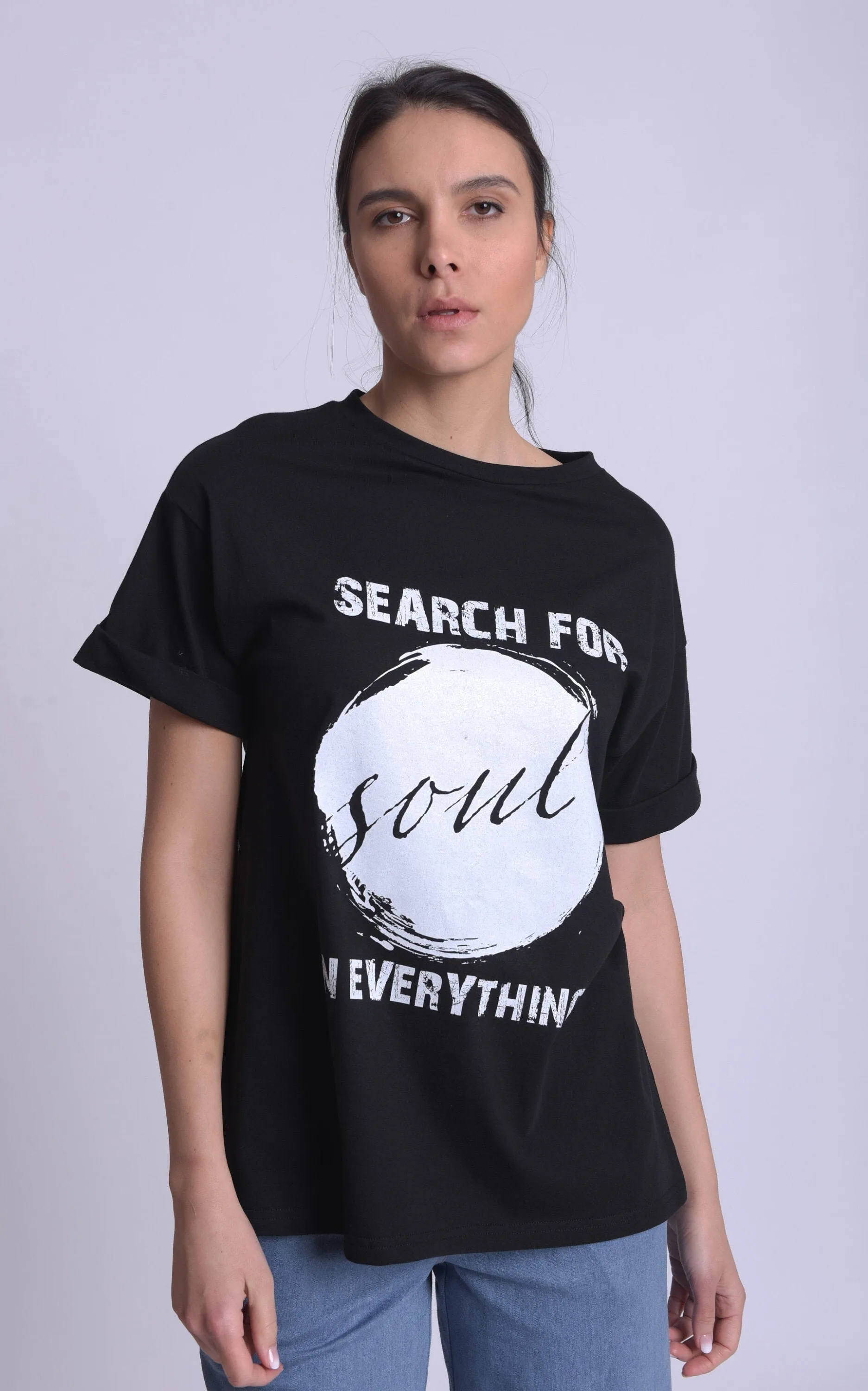 Black Inspirational Slogan T-shirt