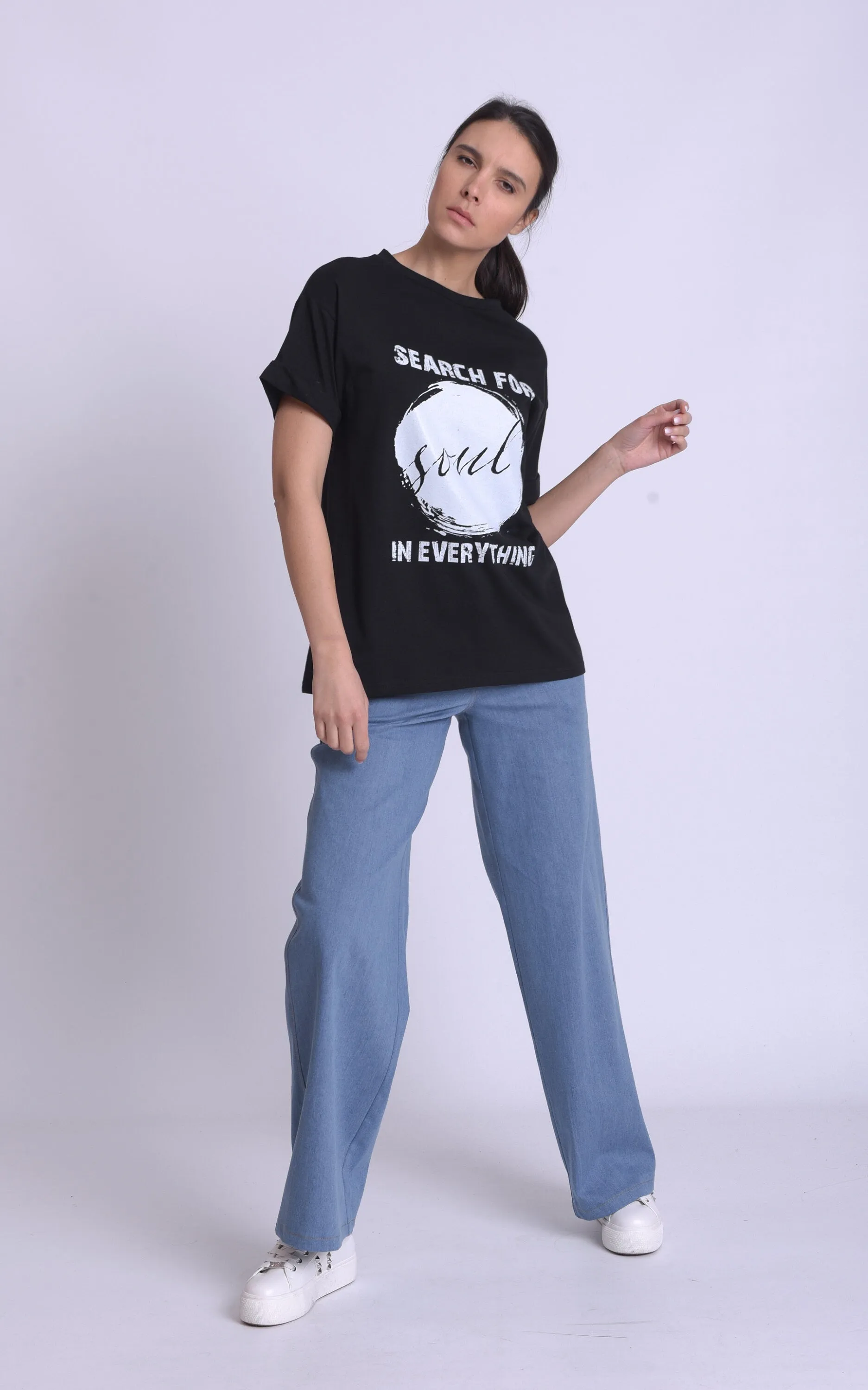 Black Inspirational Slogan T-shirt