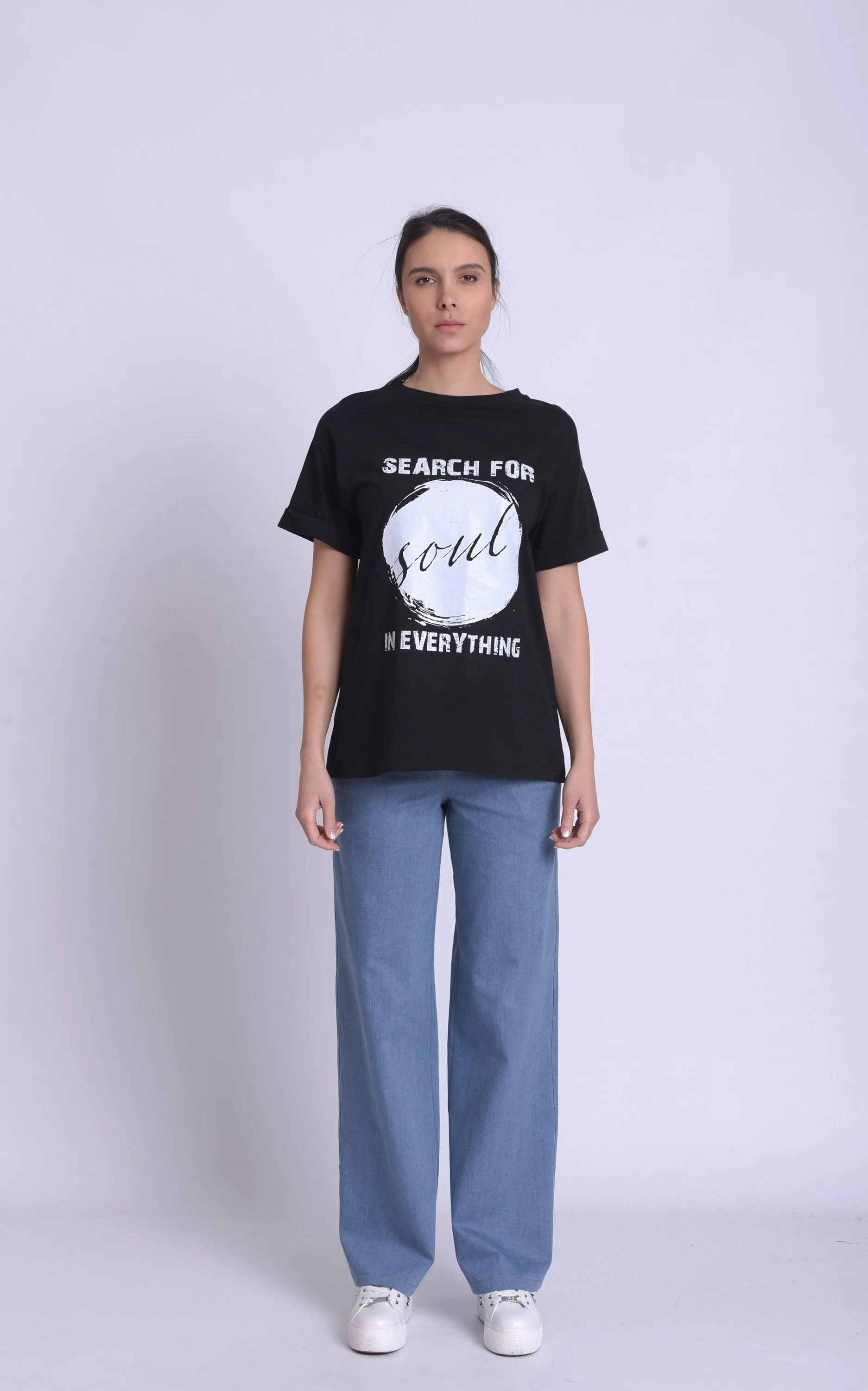 Black Inspirational Slogan T-shirt