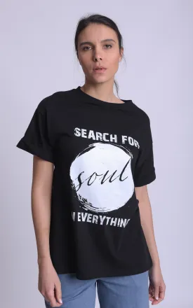 Black Inspirational Slogan T-shirt