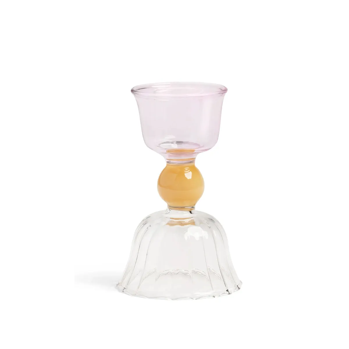 Bobbin Glass Candle Holder Small Pink
