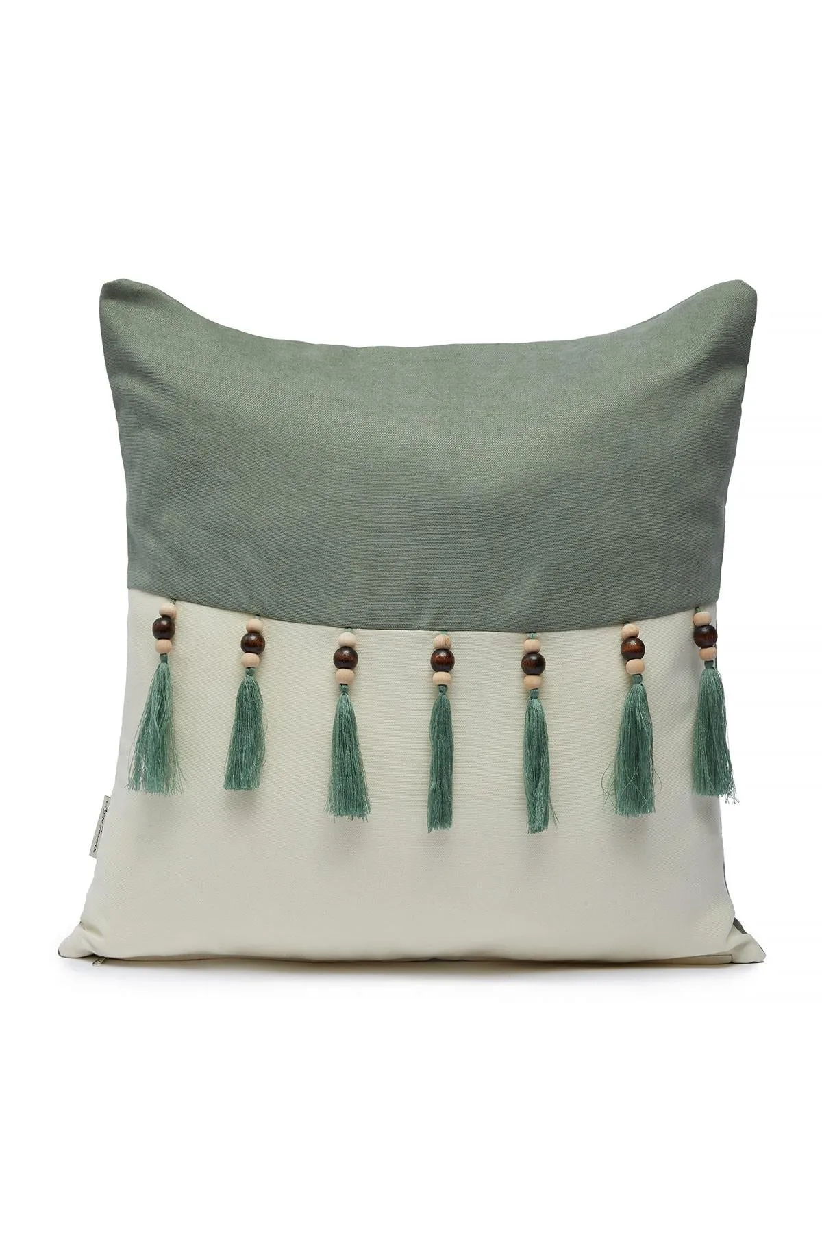 Boho Decorative Throw Pillow Covers with Tassels and Chaplet, 18 x 18 inch Modern Design Polyester Cushion Covers for Couch,K-100