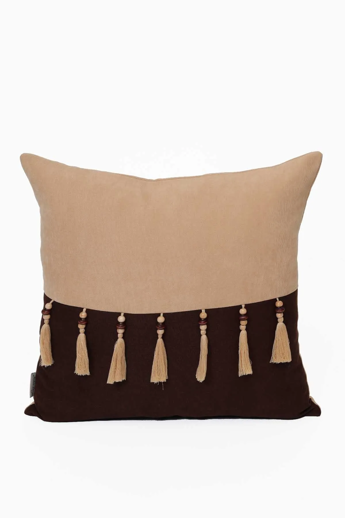 Boho Decorative Throw Pillow Covers with Tassels and Chaplet, 18 x 18 inch Modern Design Polyester Cushion Covers for Couch,K-100