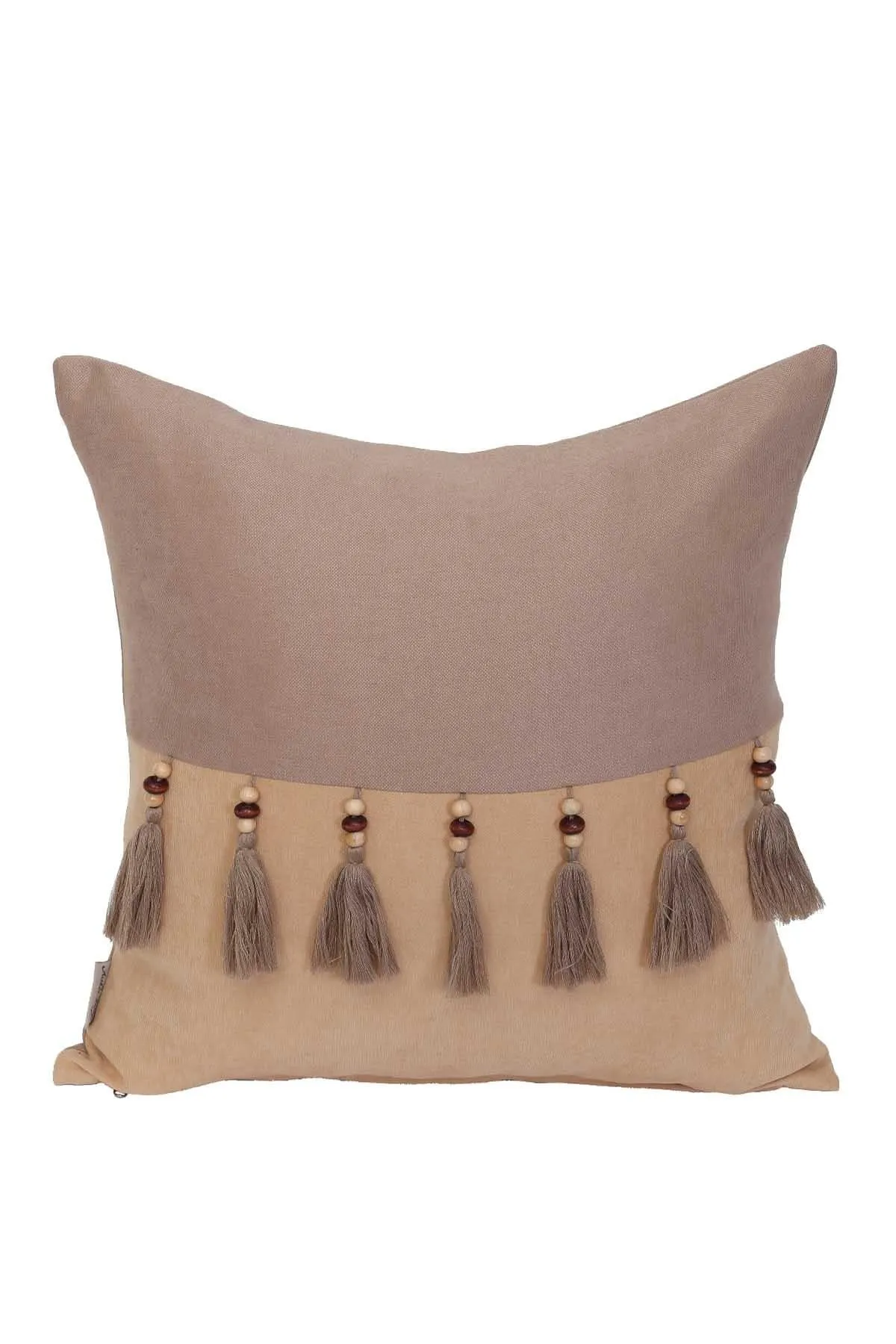 Boho Decorative Throw Pillow Covers with Tassels and Chaplet, 18 x 18 inch Modern Design Polyester Cushion Covers for Couch,K-100