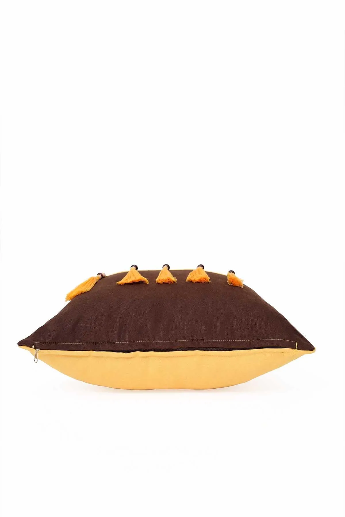 Boho Decorative Throw Pillow Covers with Tassels and Chaplet, 18 x 18 inch Modern Design Polyester Cushion Covers for Couch,K-100
