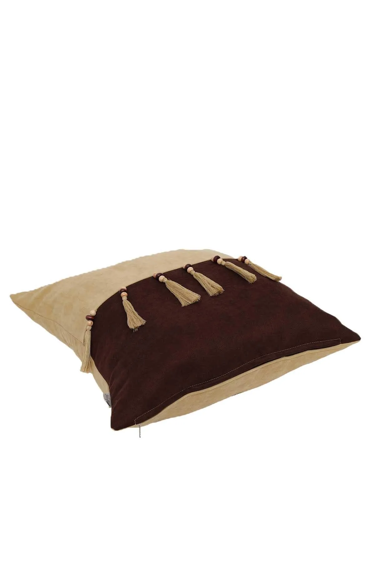 Boho Decorative Throw Pillow Covers with Tassels and Chaplet, 18 x 18 inch Modern Design Polyester Cushion Covers for Couch,K-100