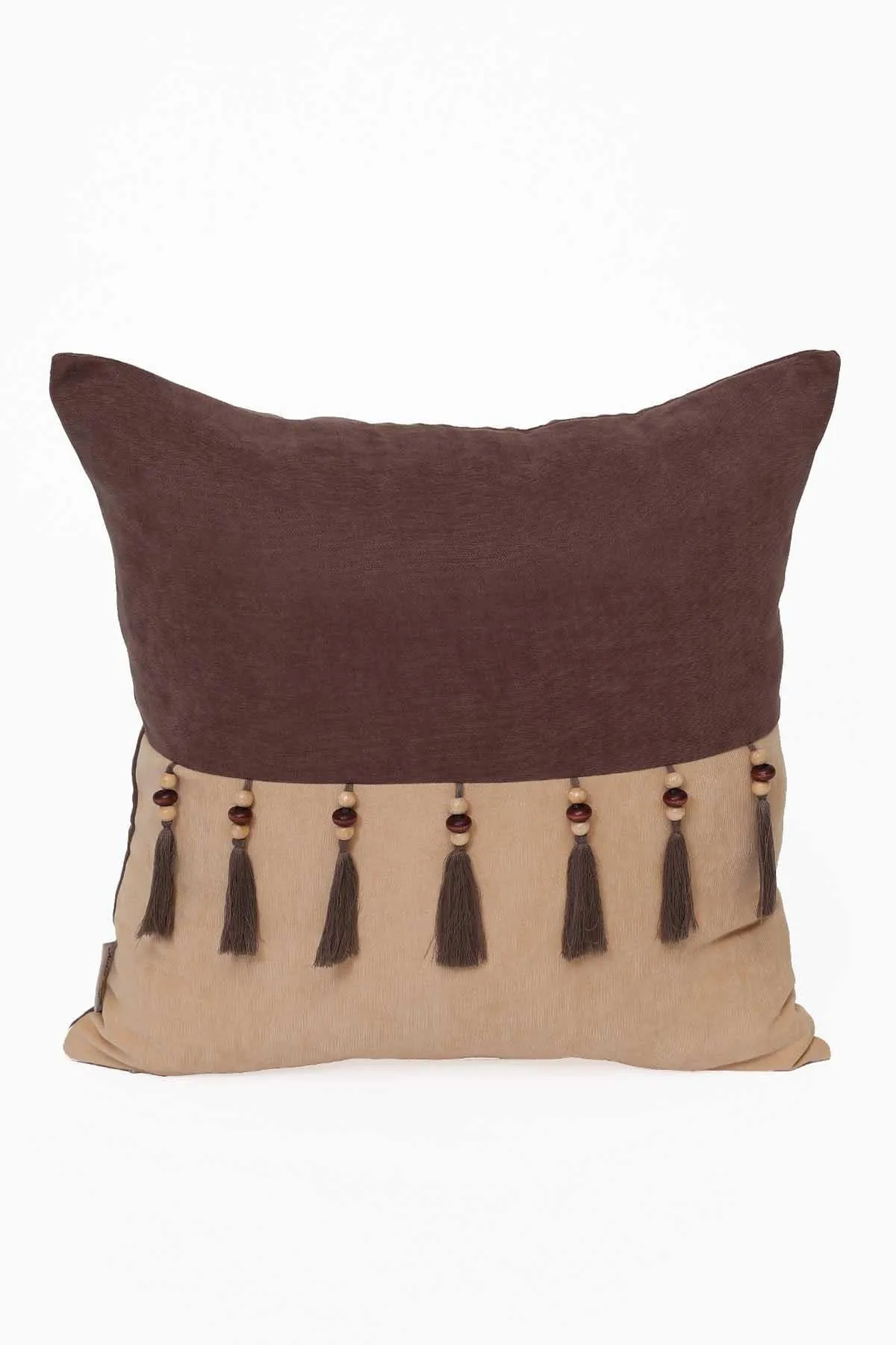 Boho Decorative Throw Pillow Covers with Tassels and Chaplet, 18 x 18 inch Modern Design Polyester Cushion Covers for Couch,K-100