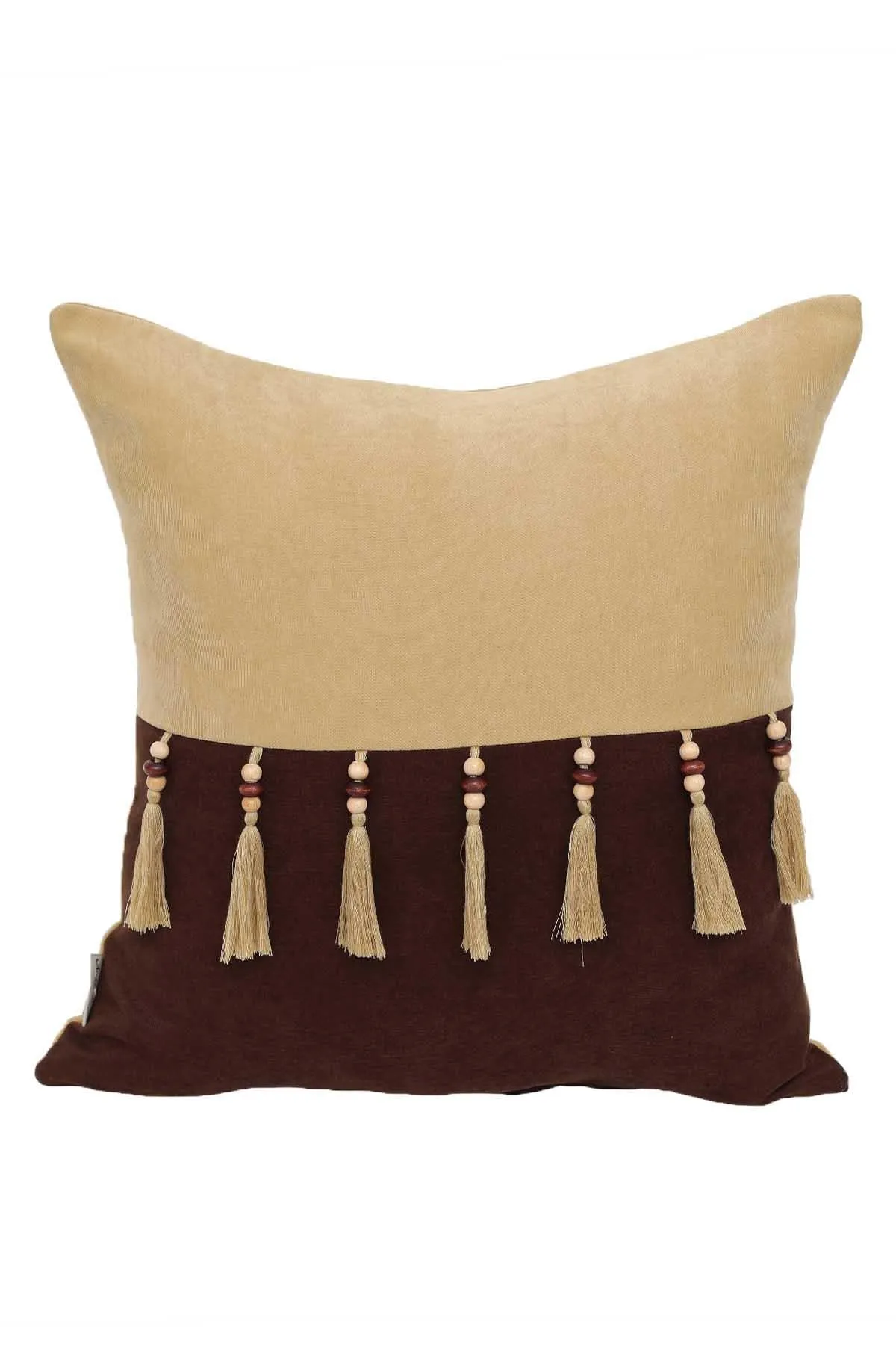 Boho Decorative Throw Pillow Covers with Tassels and Chaplet, 18 x 18 inch Modern Design Polyester Cushion Covers for Couch,K-100