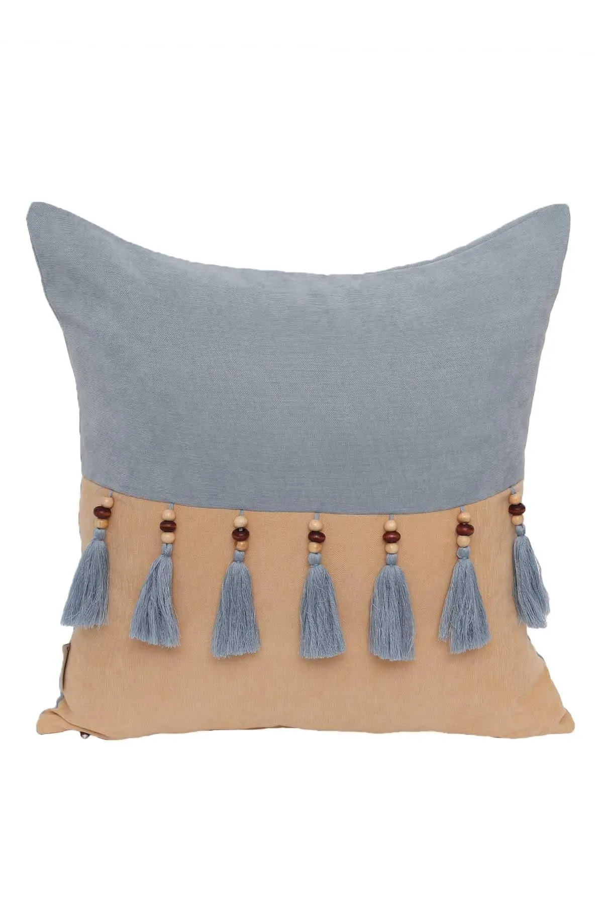 Boho Decorative Throw Pillow Covers with Tassels and Chaplet, 18 x 18 inch Modern Design Polyester Cushion Covers for Couch,K-100