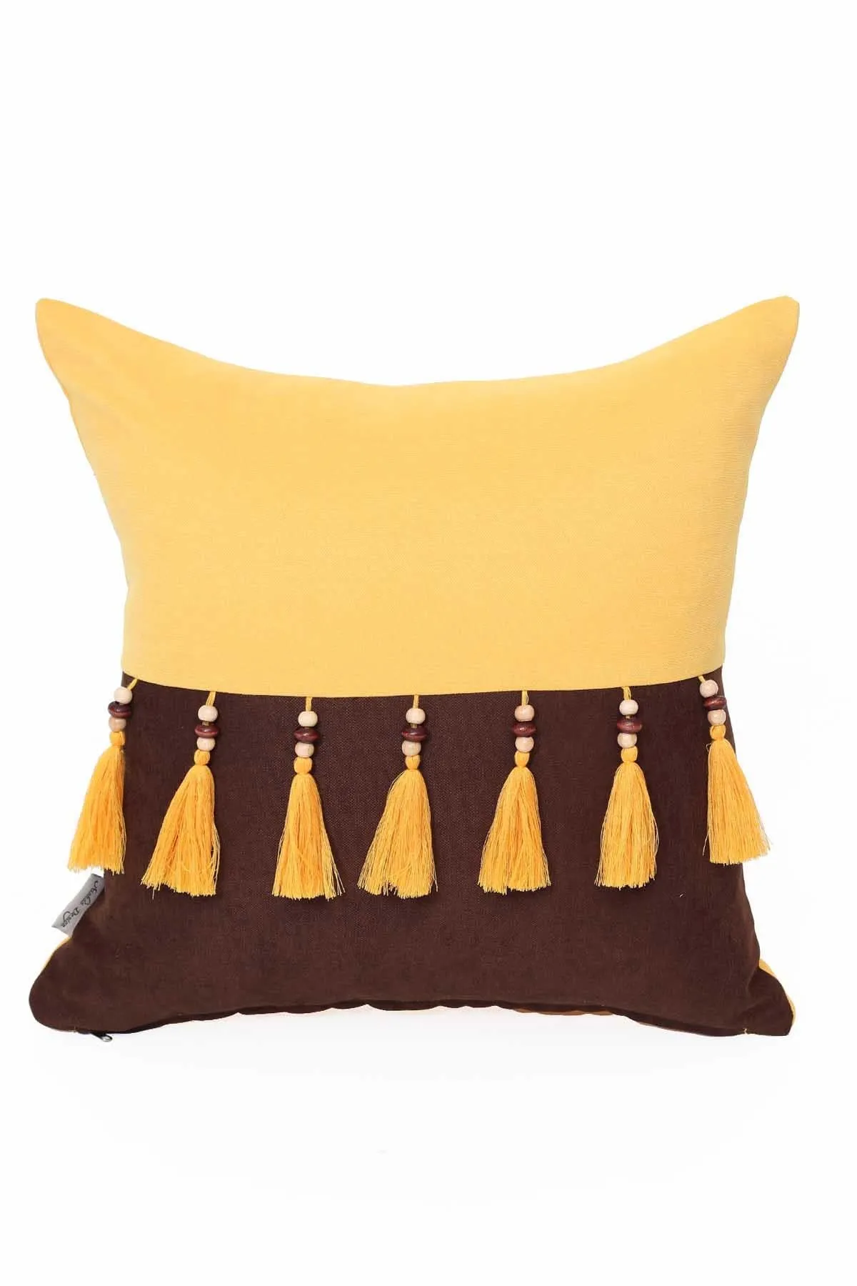 Boho Decorative Throw Pillow Covers with Tassels and Chaplet, 18 x 18 inch Modern Design Polyester Cushion Covers for Couch,K-100