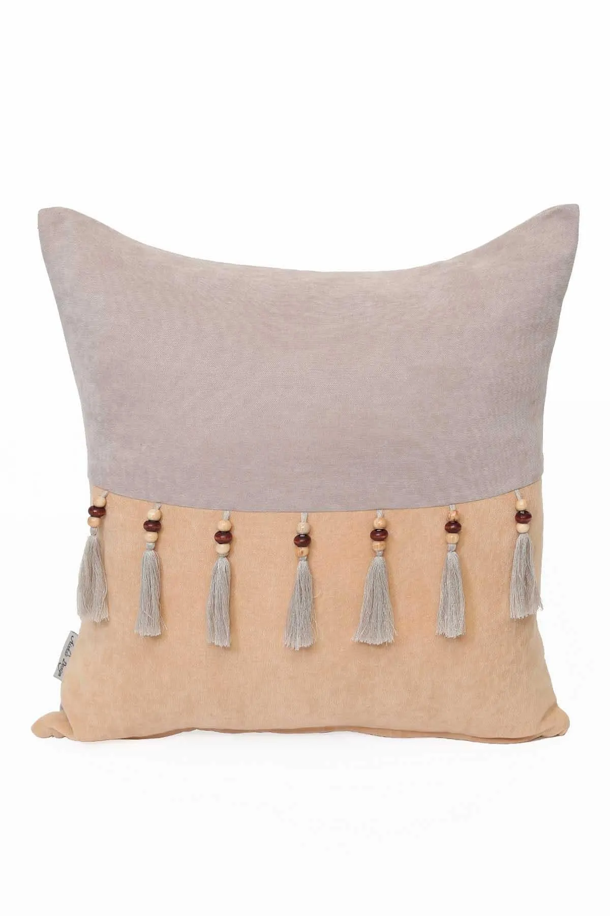 Boho Decorative Throw Pillow Covers with Tassels and Chaplet, 18 x 18 inch Modern Design Polyester Cushion Covers for Couch,K-100