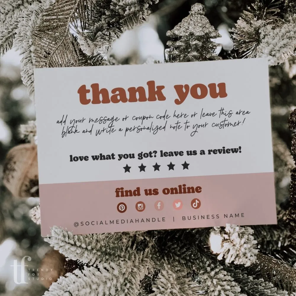Boho Santa Christmas Business Thank You Card Canva Template