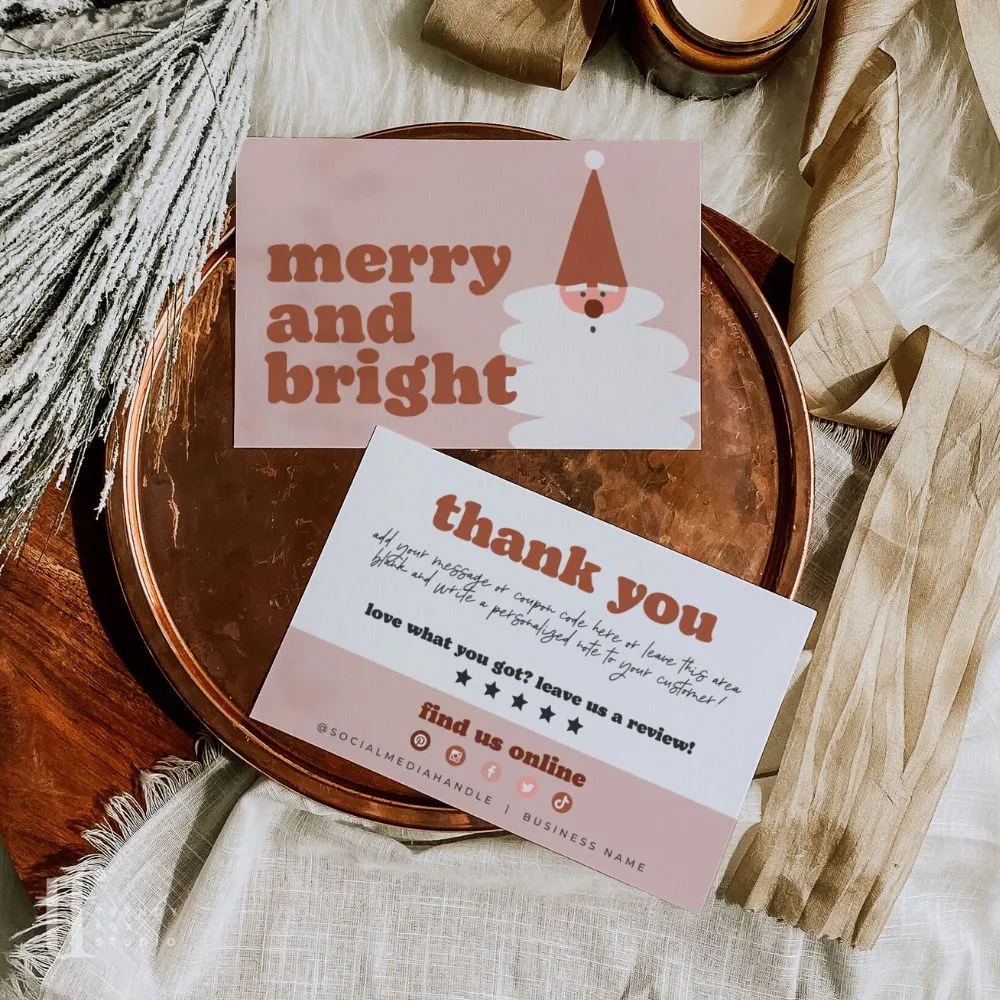 Boho Santa Christmas Business Thank You Card Canva Template