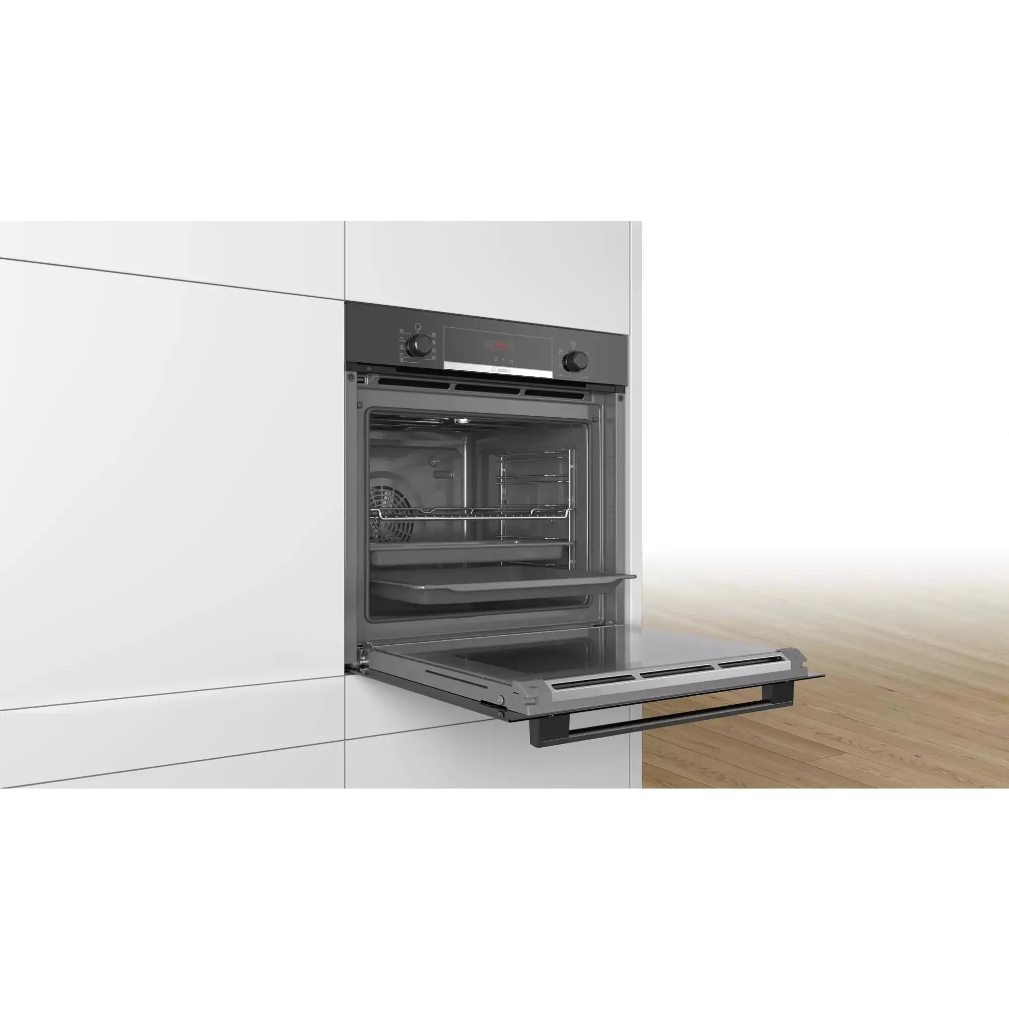 Bosch Series 4 71L Built-In Electric Single Oven - Black | HBS573BB0B