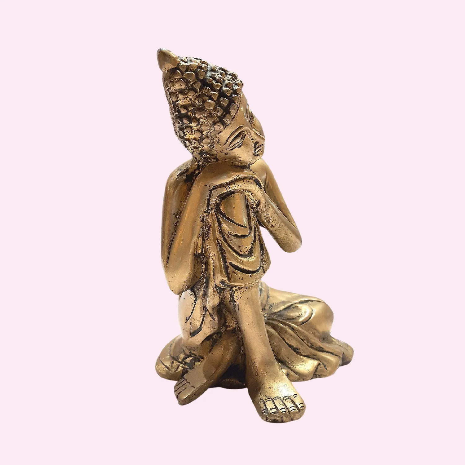 Brass Thinking Buddha 6 in